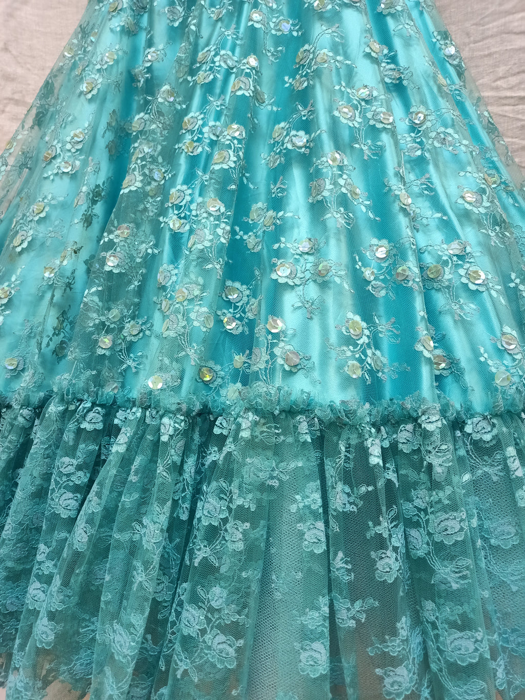 Turquoise Lace Bedazzled Dress