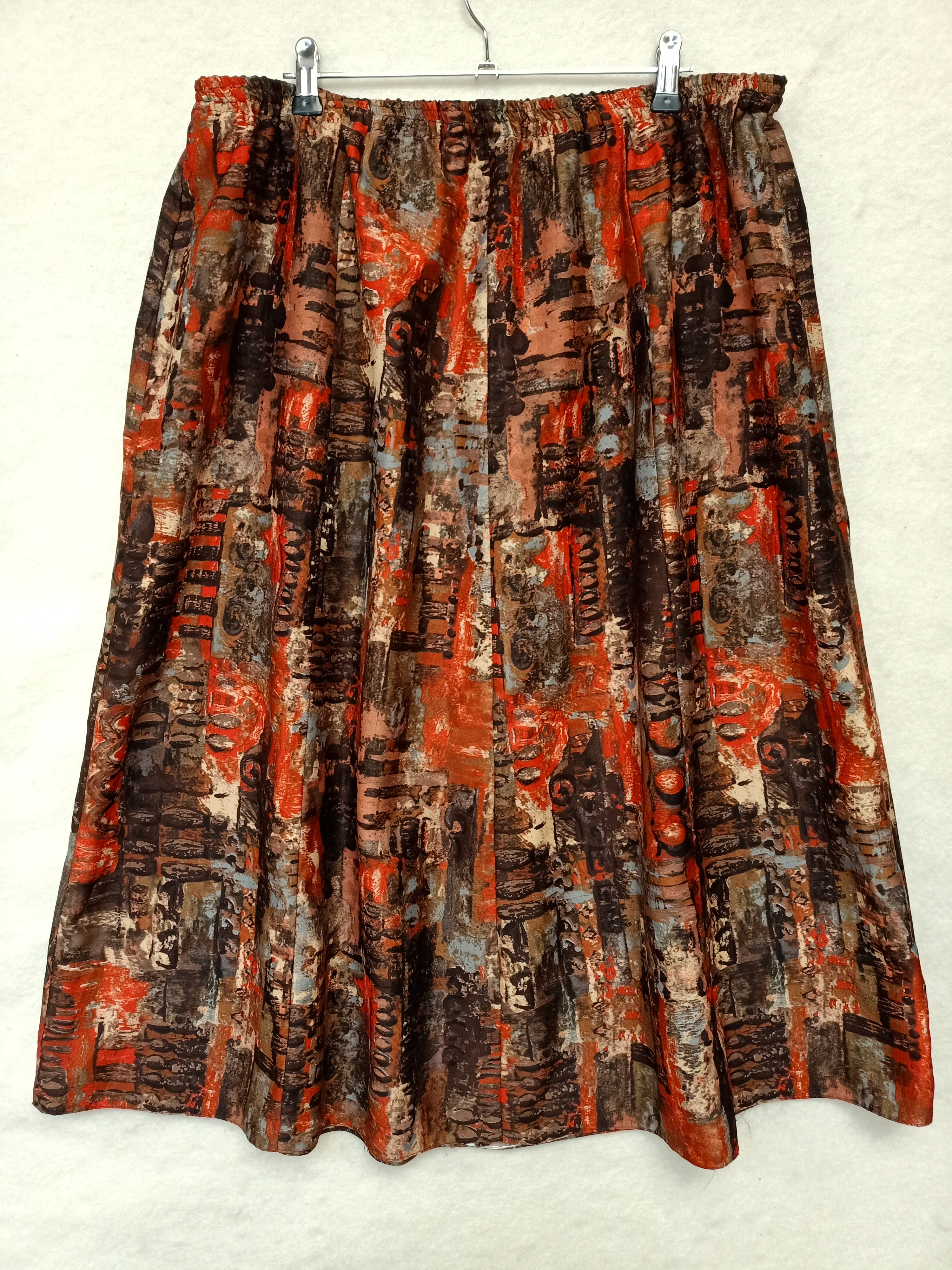 Vintage Abstract Print Panelled Skirt