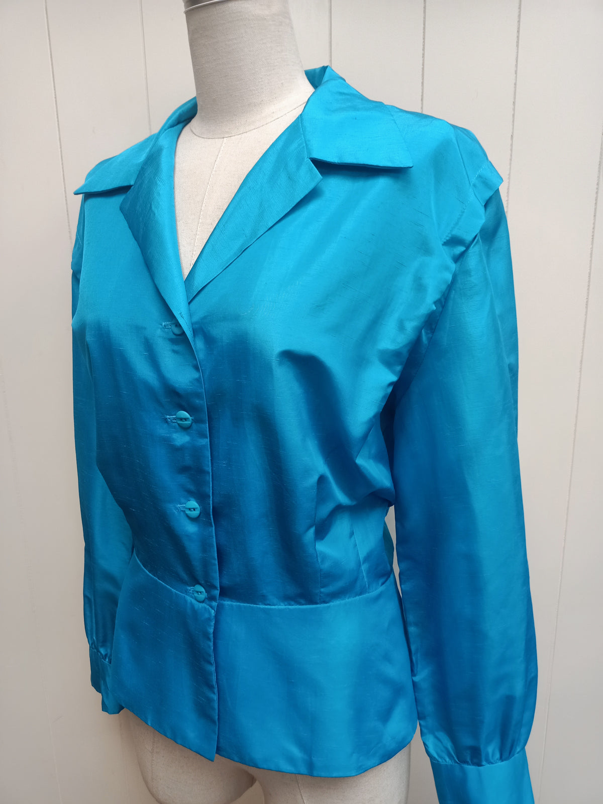 Vintage Slub Satin Blue Shirt
