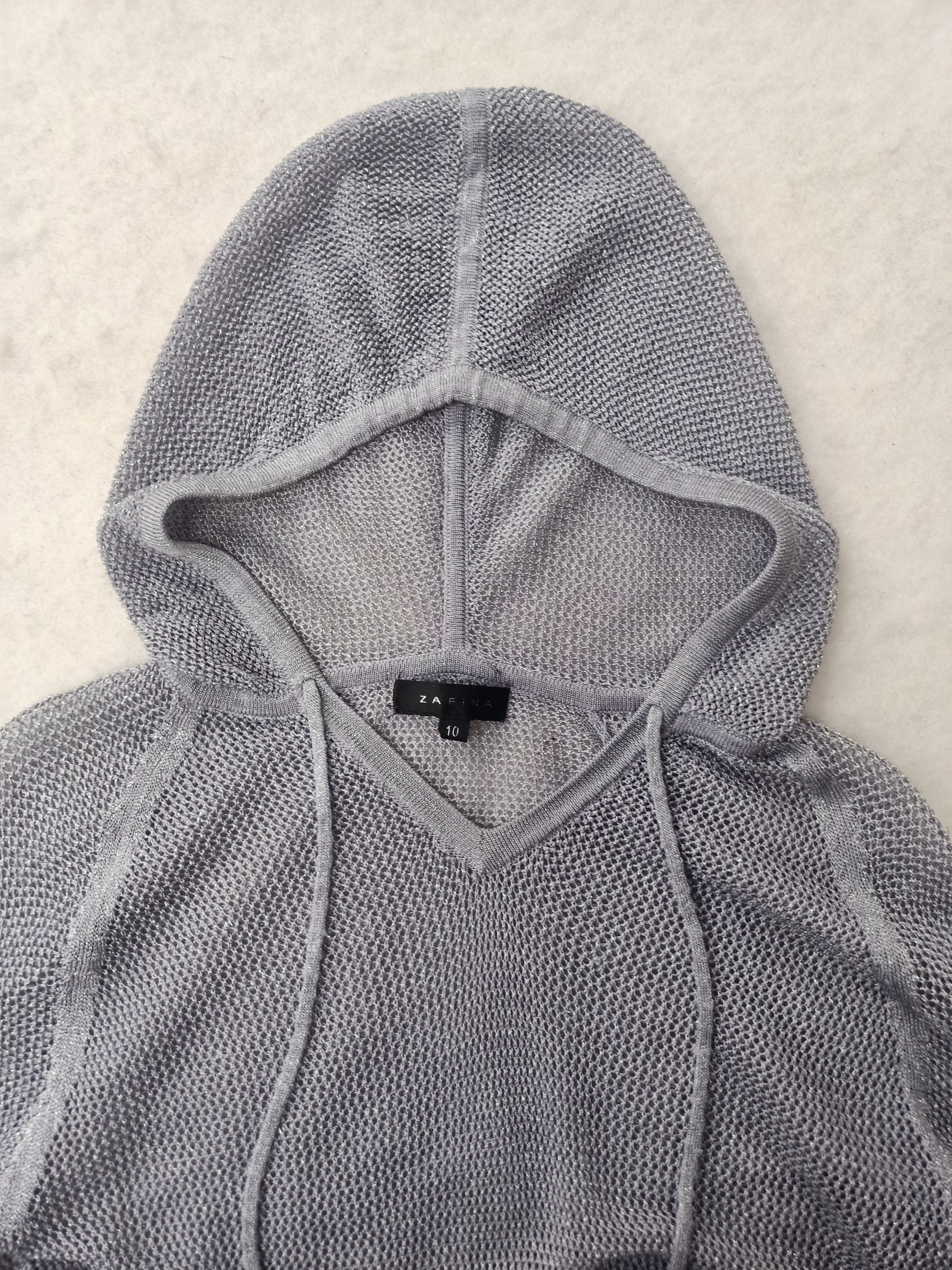 Zafina Silver Knit Hoodie