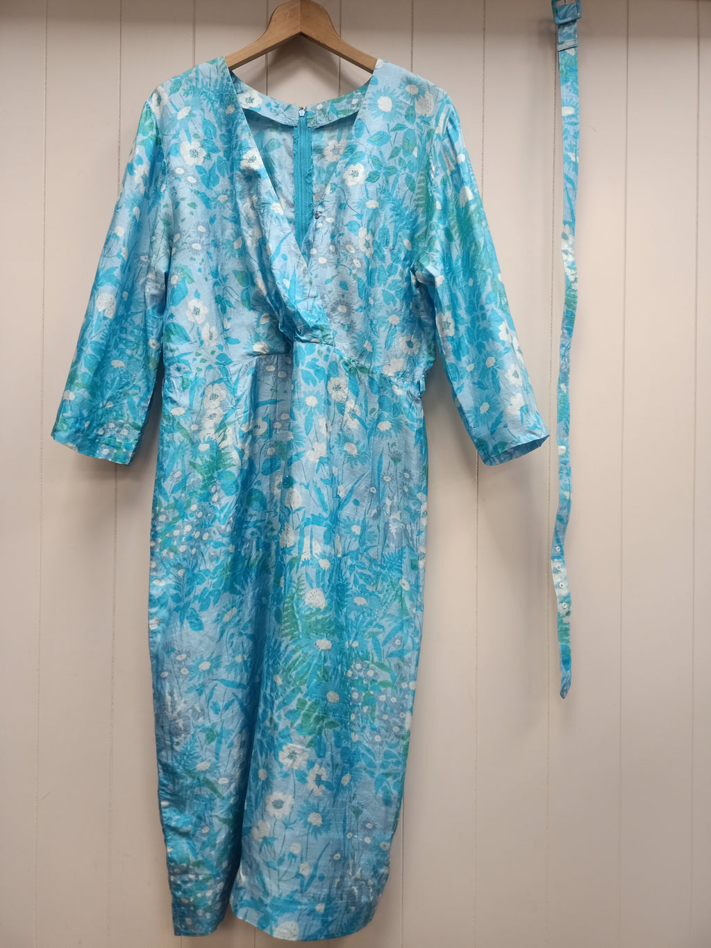 Vintage Floral Slub Satin Dress