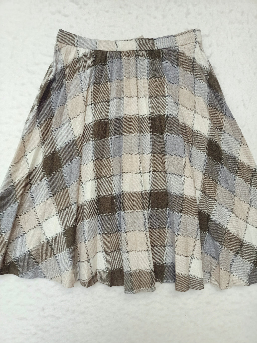 Vintage Green Striped & Cream Plaid Skirt