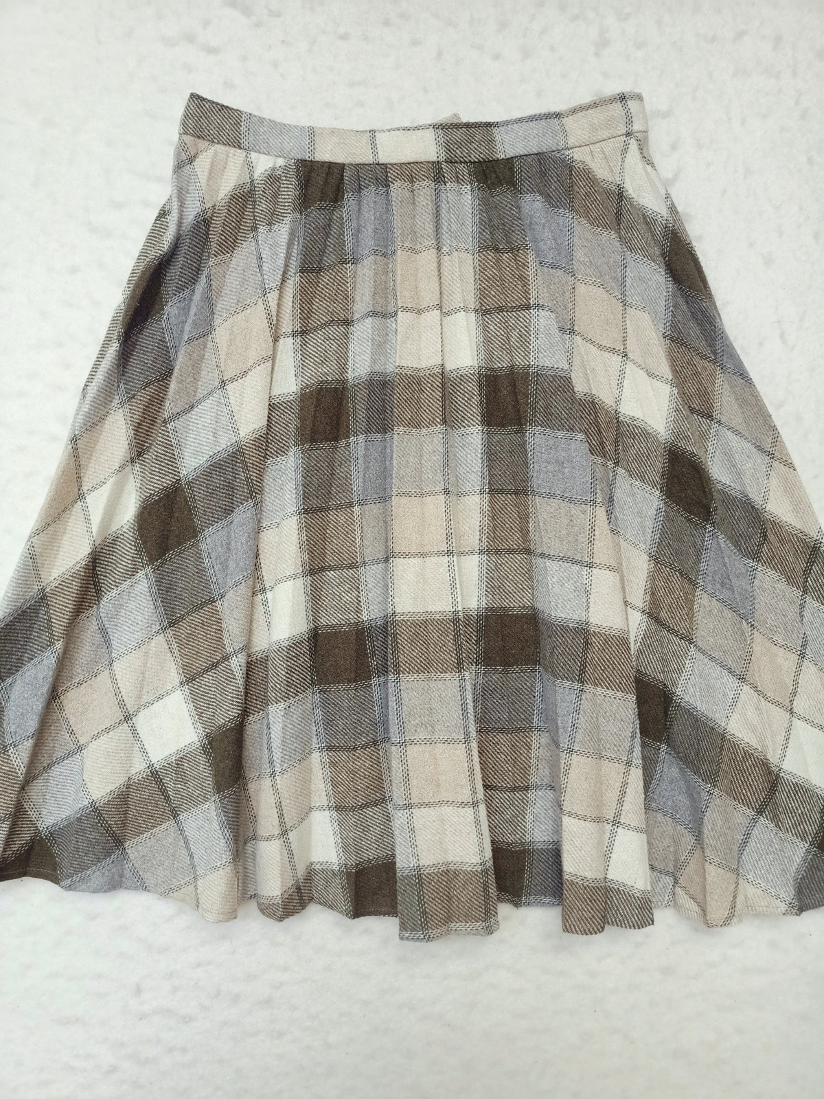 Vintage Green Striped & Cream Plaid Skirt