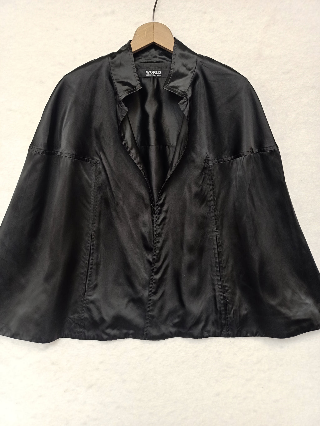 WORLD Black Satin Cape