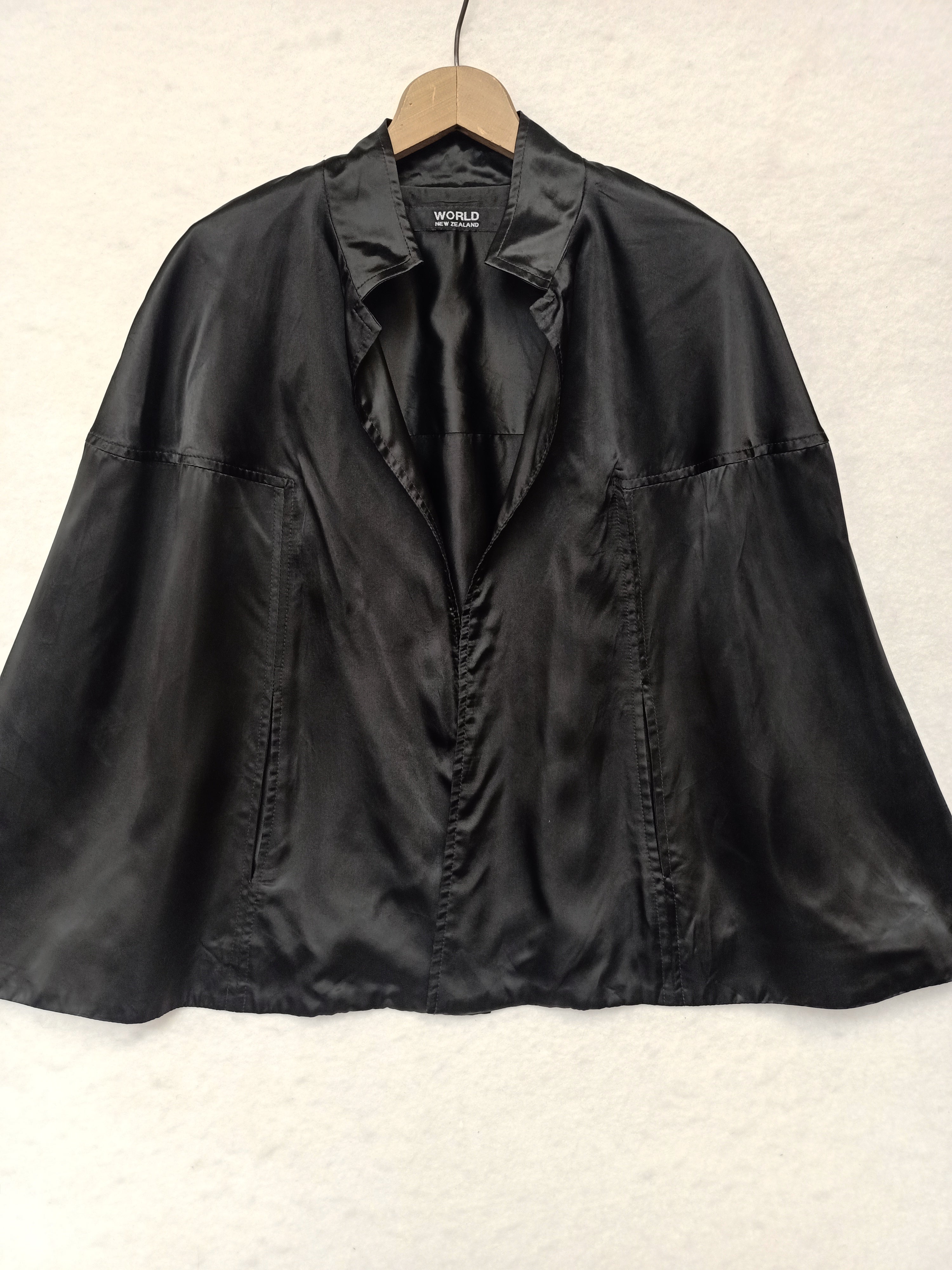 WORLD Black Satin Cape