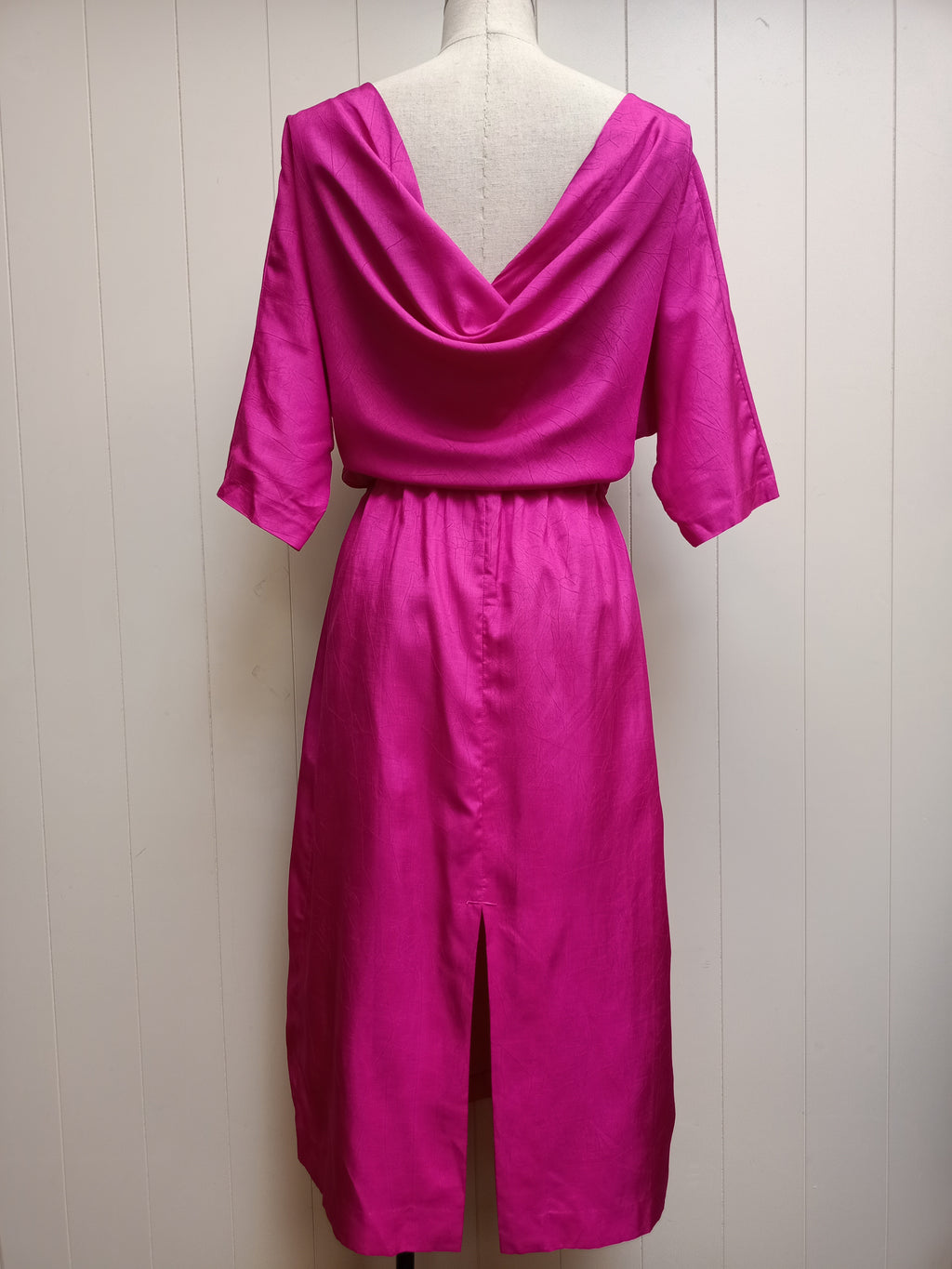 Vintage Magenta Cowl Back Dress