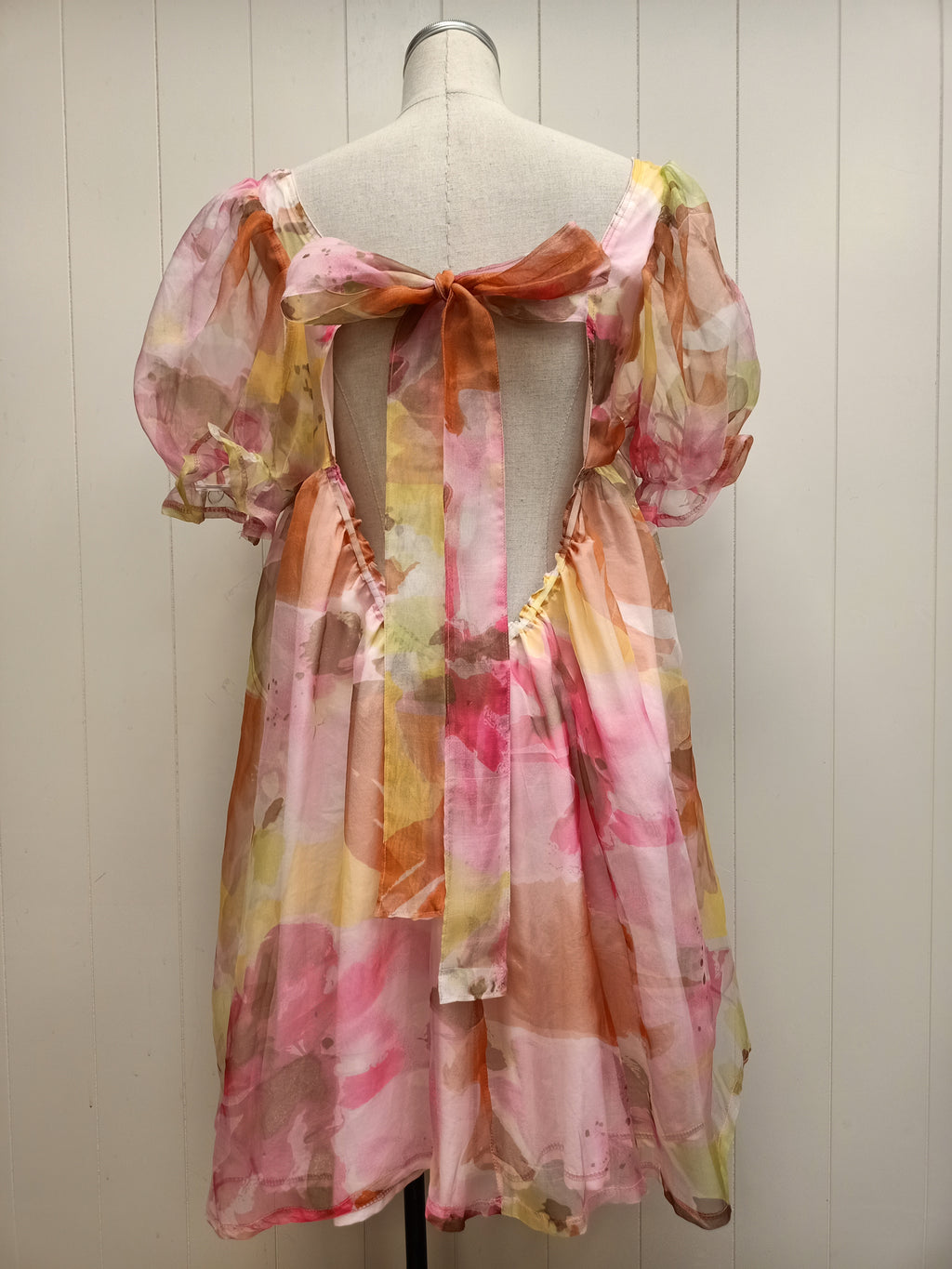Remnants Pink Abstract Silk Dumpling Dress