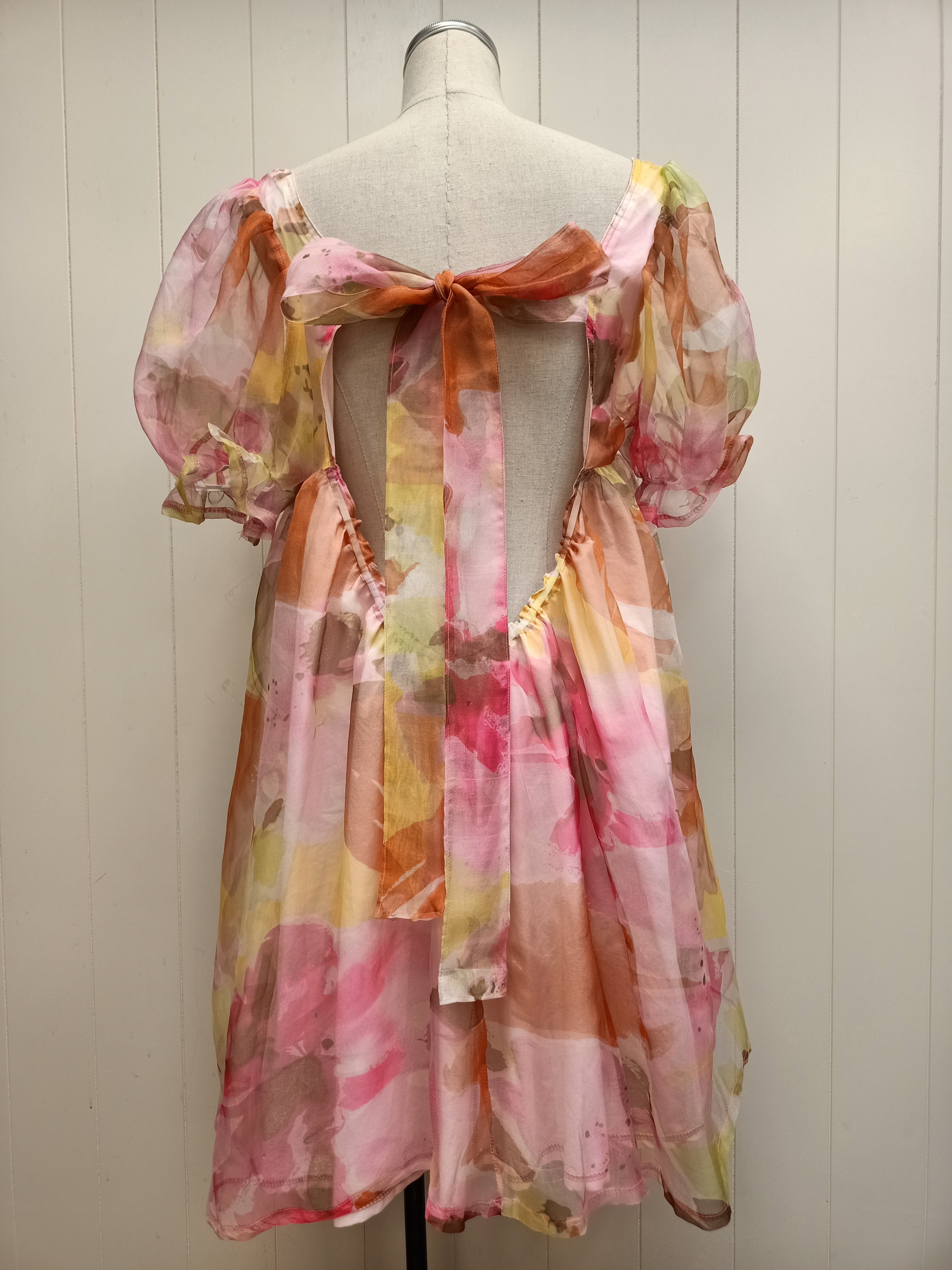 Remnants Pink Abstract Silk Dumpling Dress
