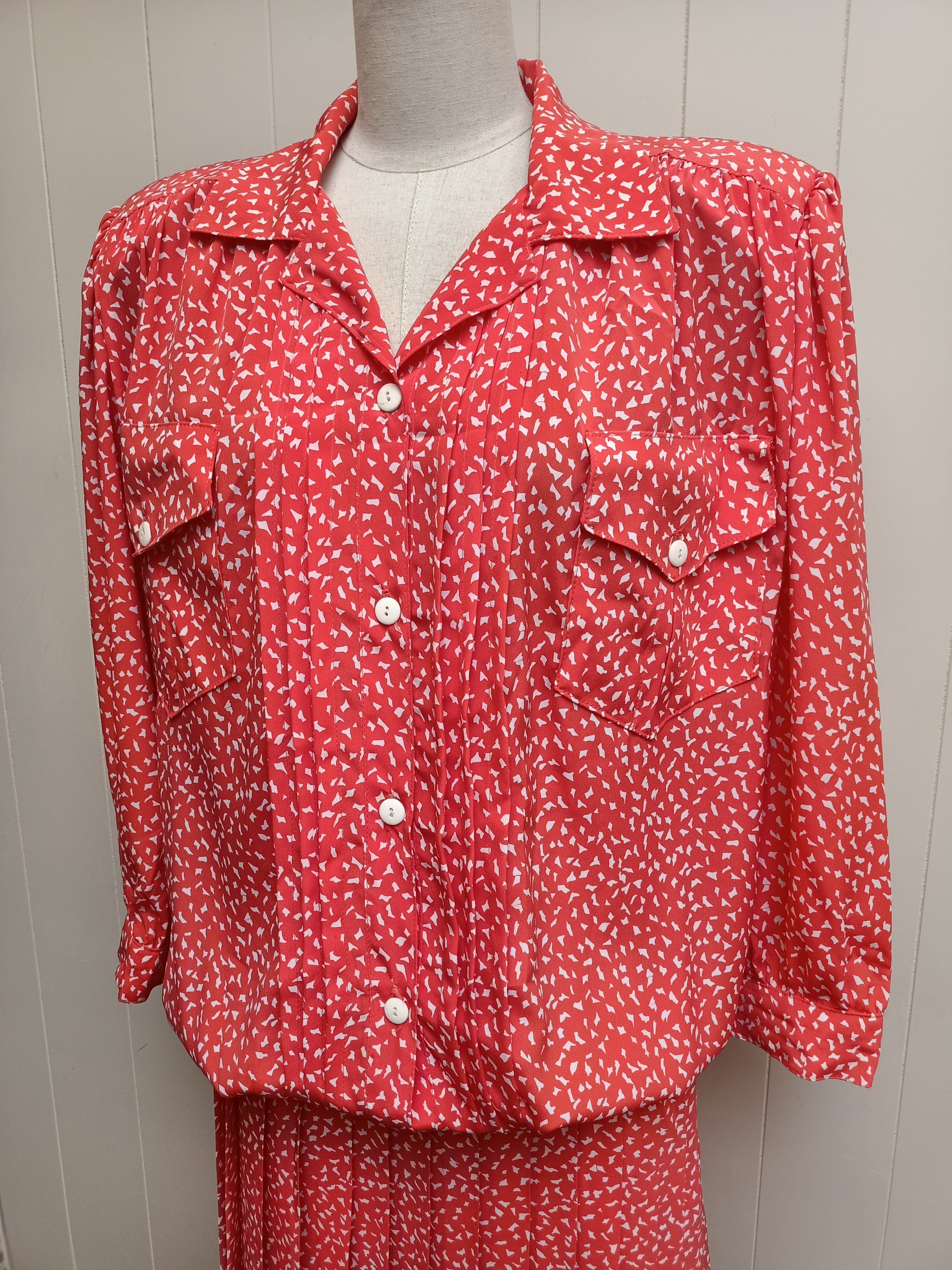 Vintage Coral Drop Waist Dress