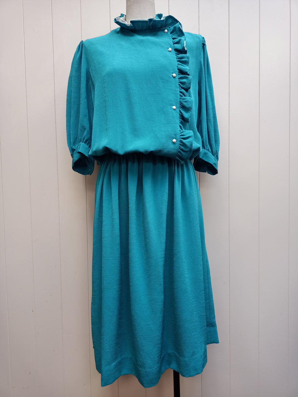 Vintage Turquoise Ruffle Dress