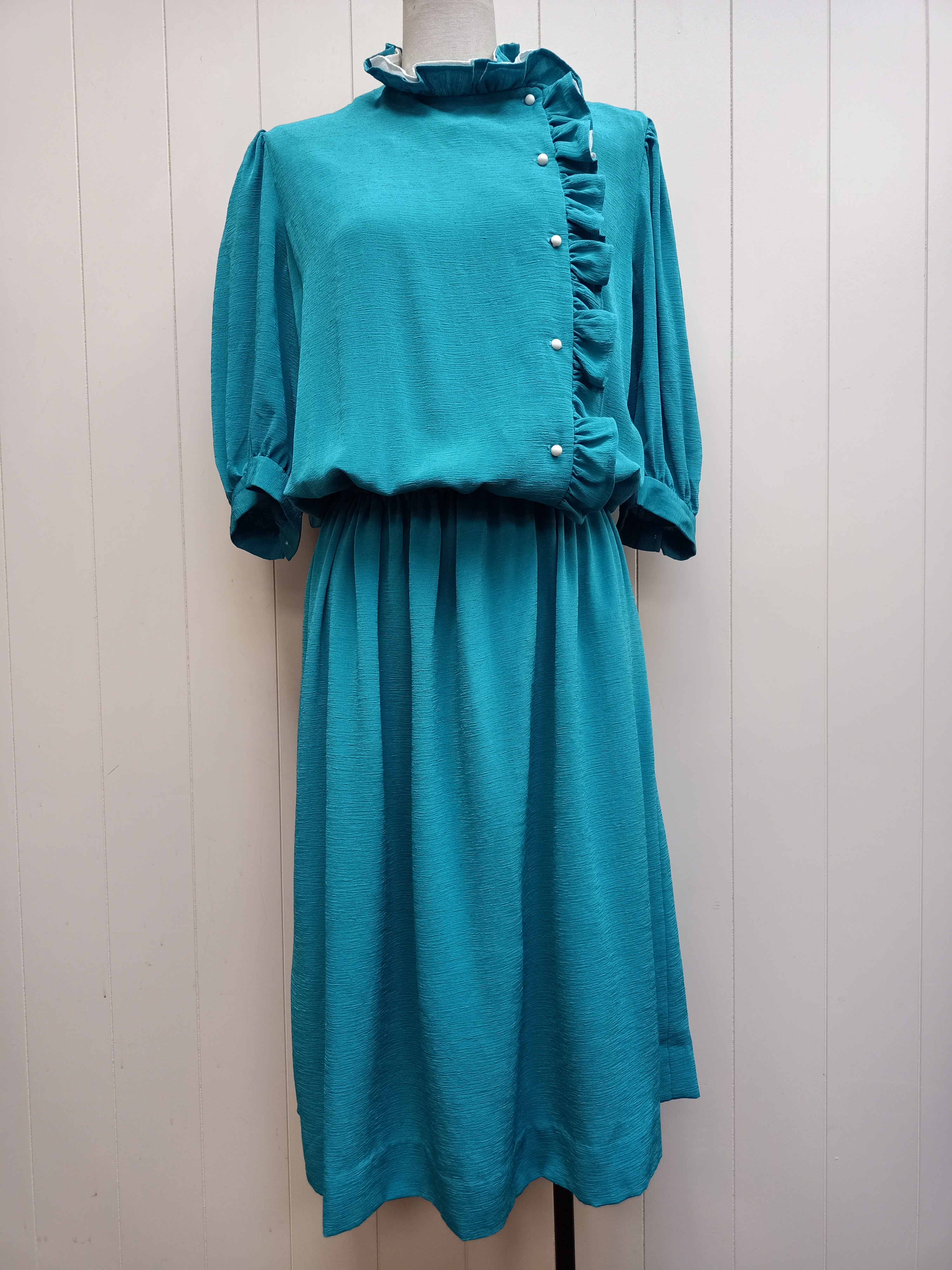 Vintage Turquoise Ruffle Dress