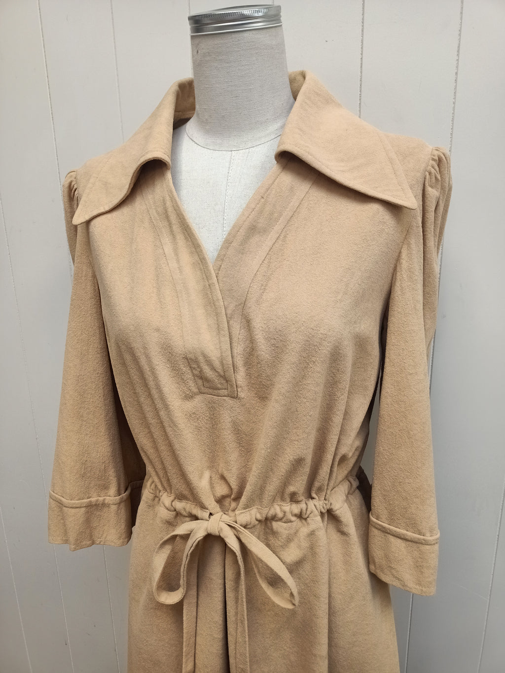 Vintage Flocked Camel Dress