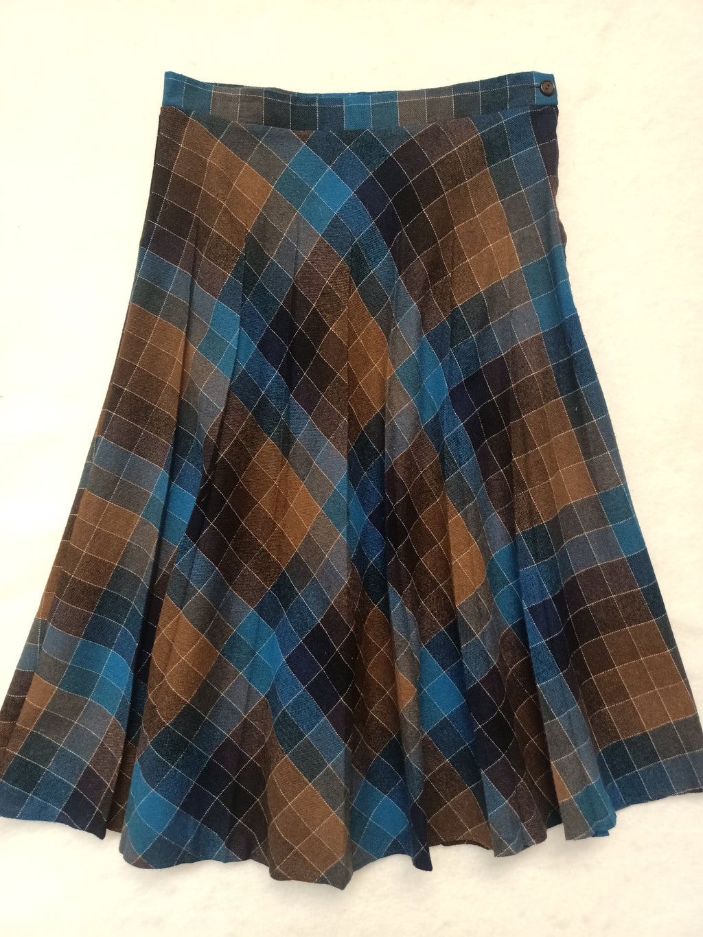 Vintage Blue and Brown Plaid Skirt