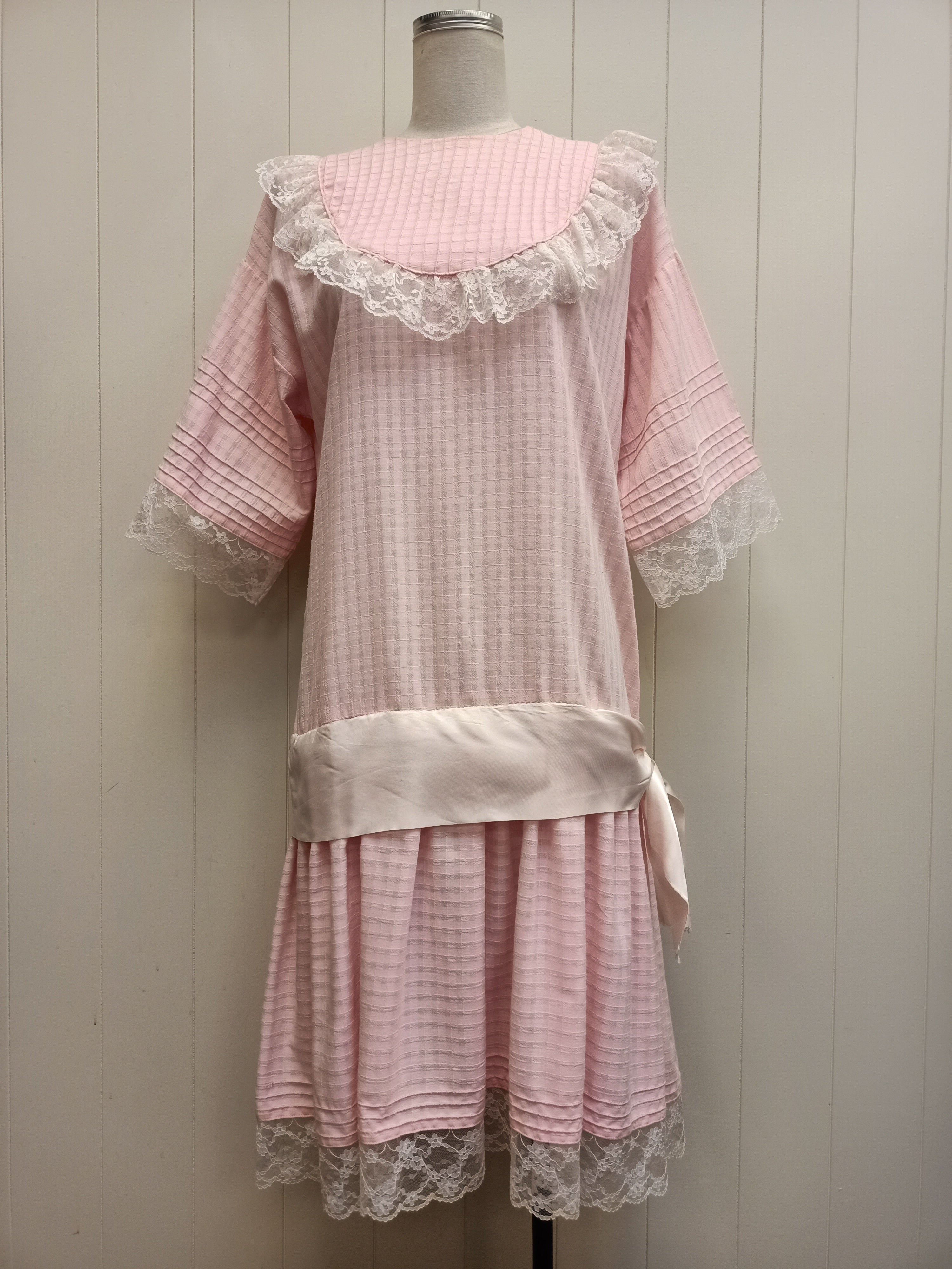 Vintage Pastel Pink Drop Waist Dress