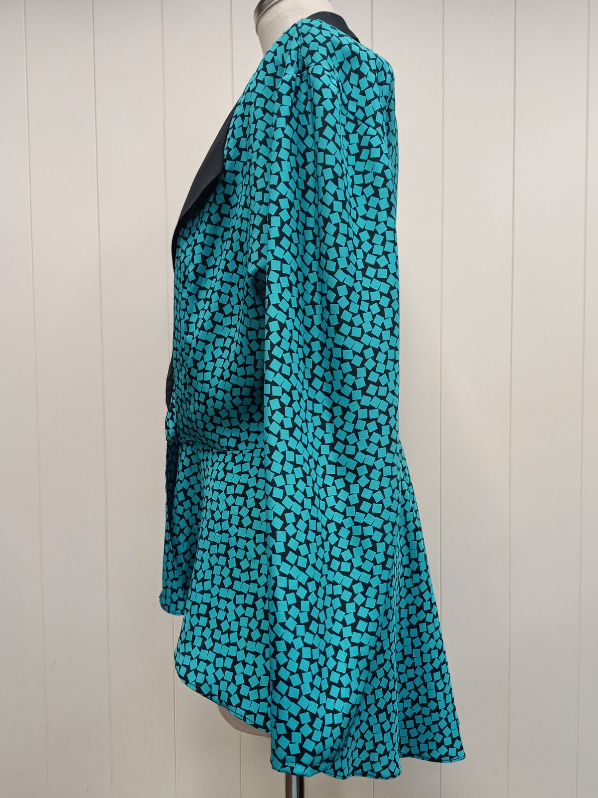 Vintage Purple Patch Geometric Peplum Shirt