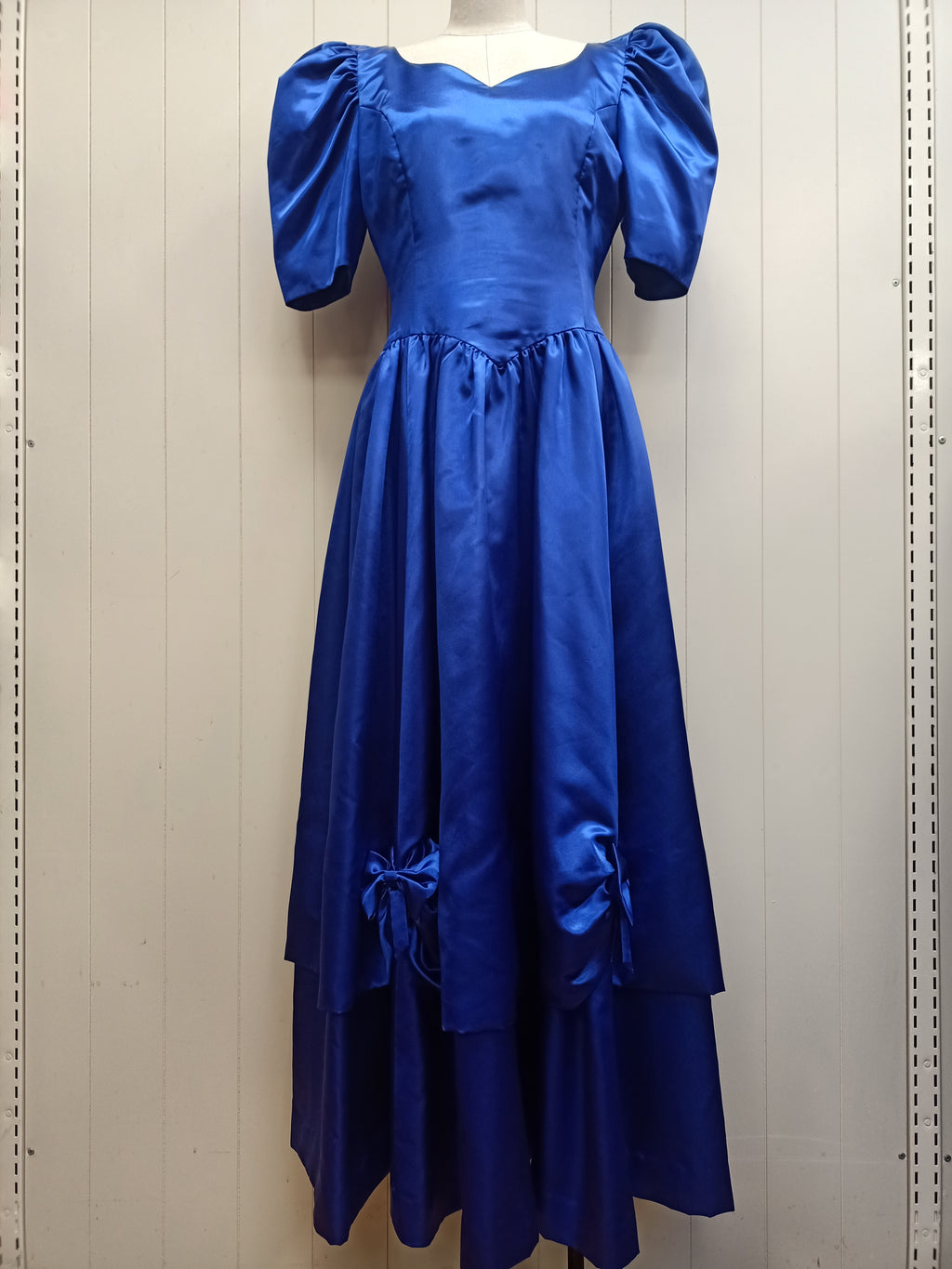 Vintage Blue Satin Puff Dress