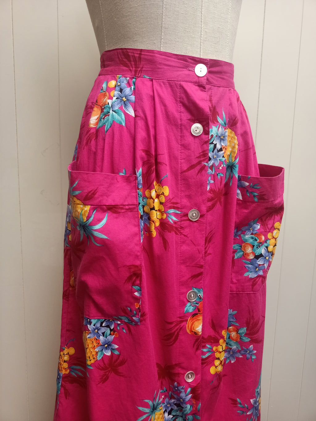 Vintage Tropical Fruit Floral Skirt