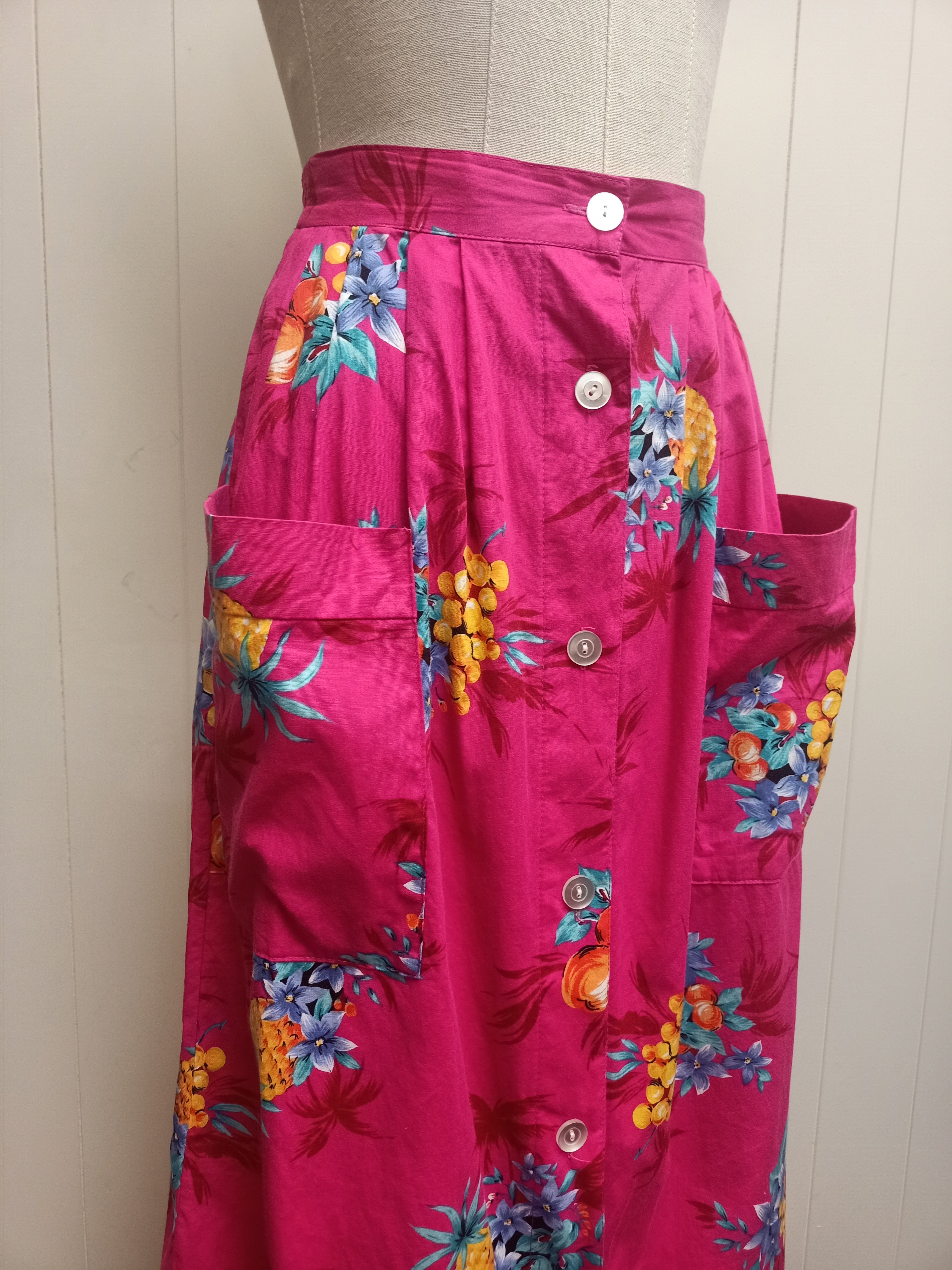 Vintage Tropical Fruit Floral Skirt