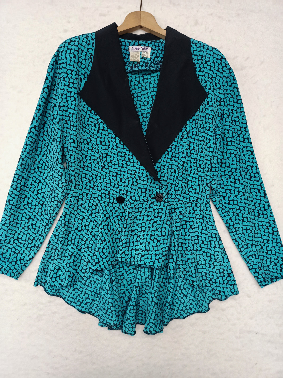 Vintage Purple Patch Geometric Peplum Shirt