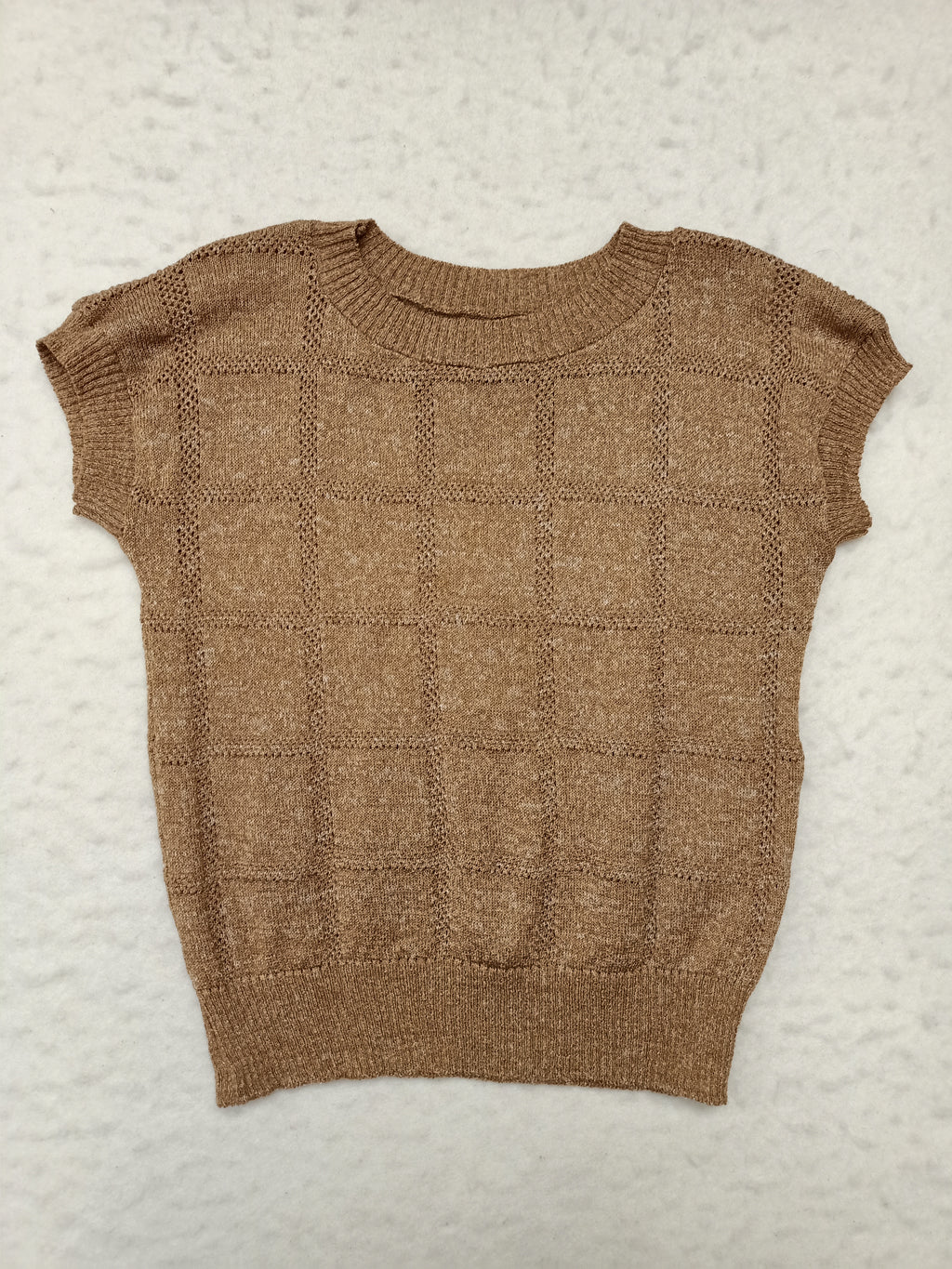 Vintage Grid Brown Knit Shirt