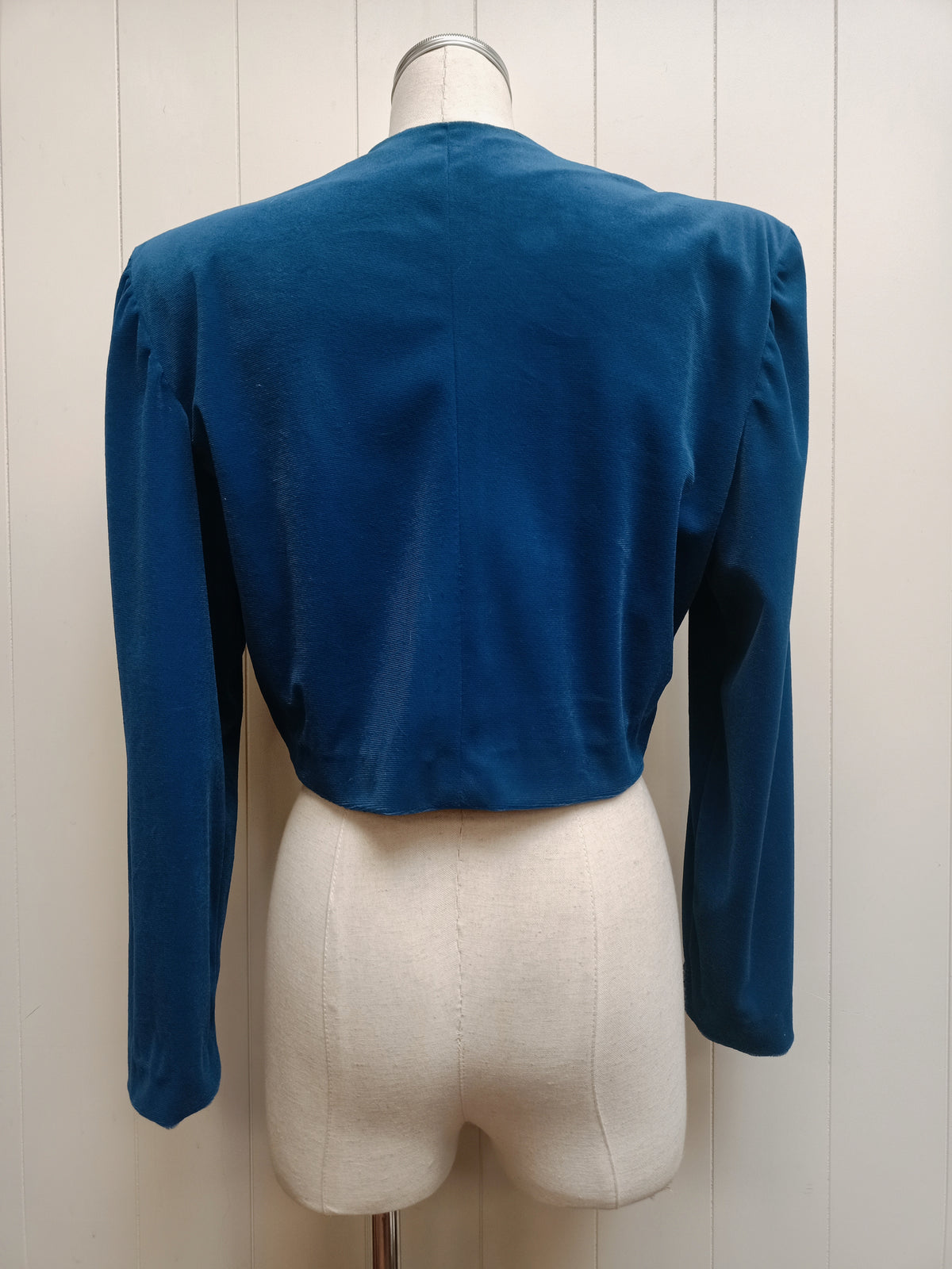 Vintage Blue Cropped Velvet Jacket