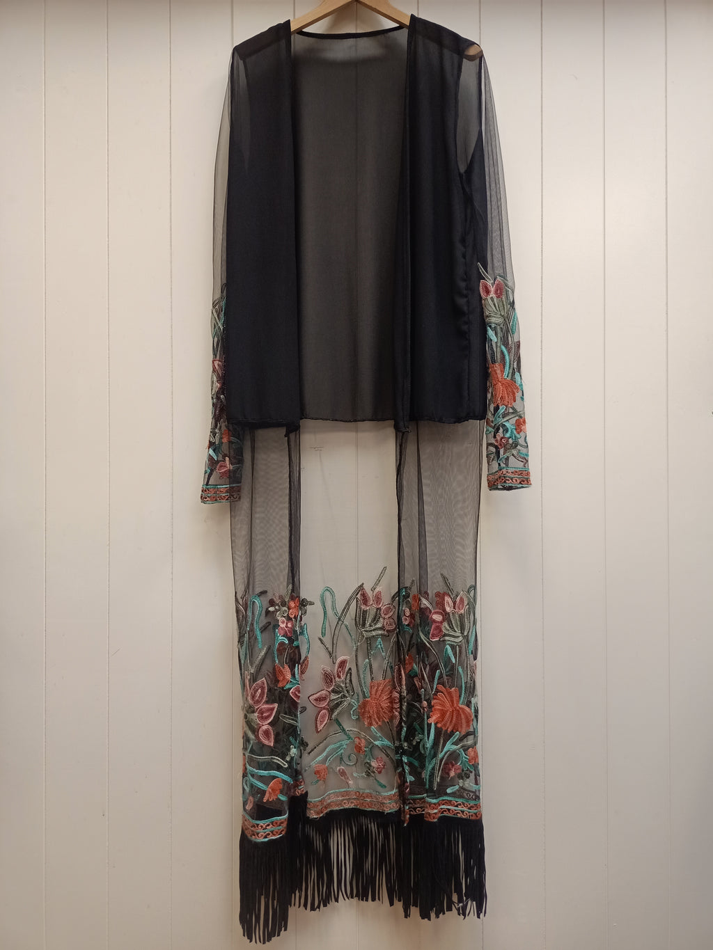 Embroidered Chiffon Duster