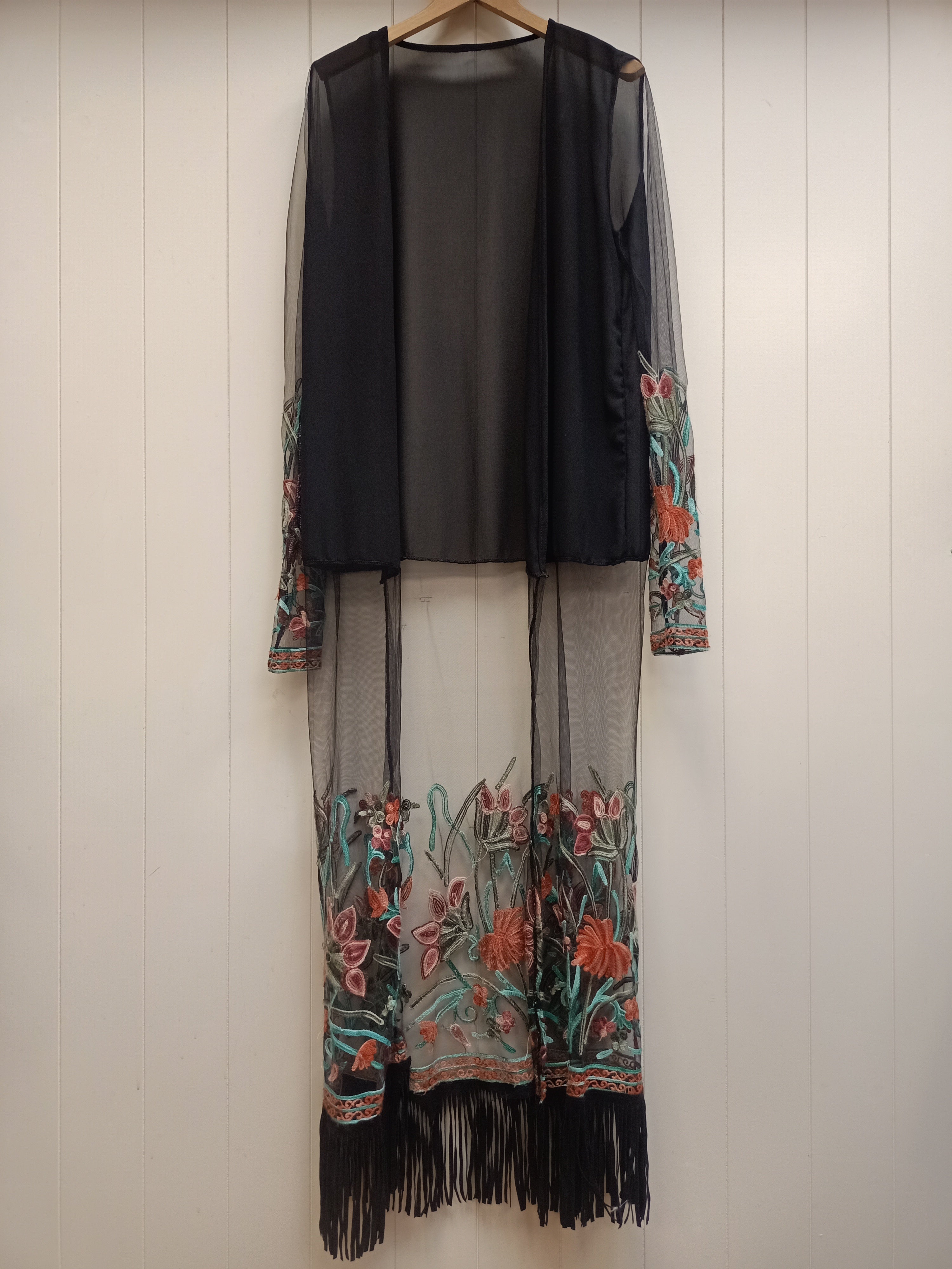 Embroidered Chiffon Duster