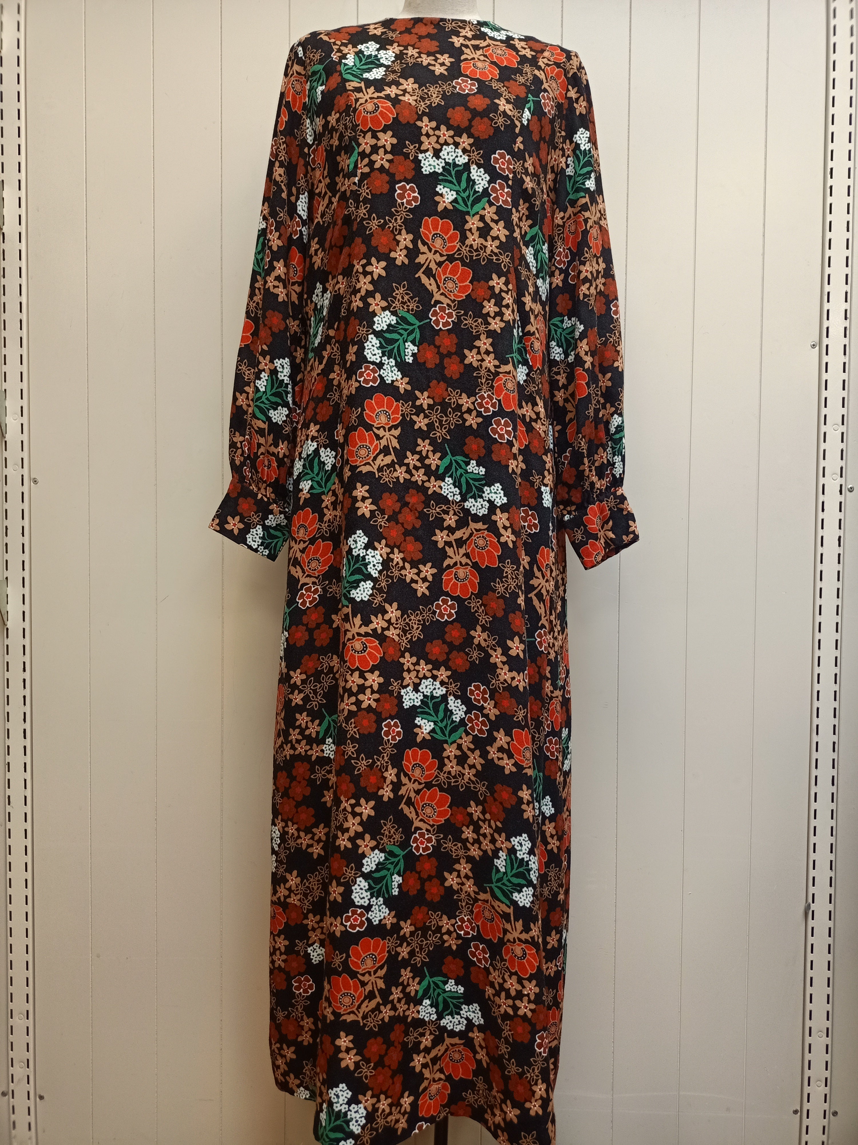 Vintage Crepe Floral Maxi Dress
