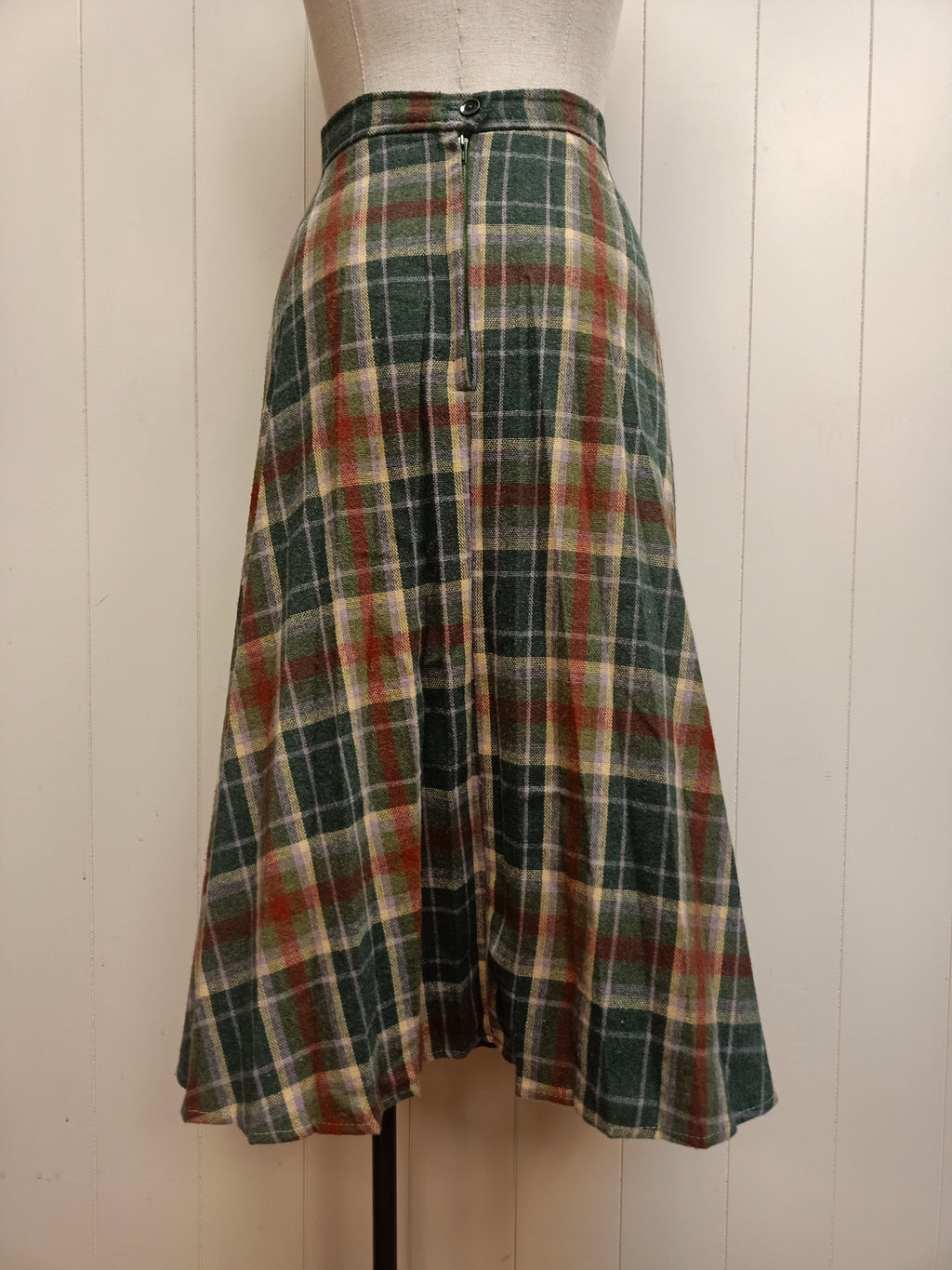 Vintage Green Plaid Skirt