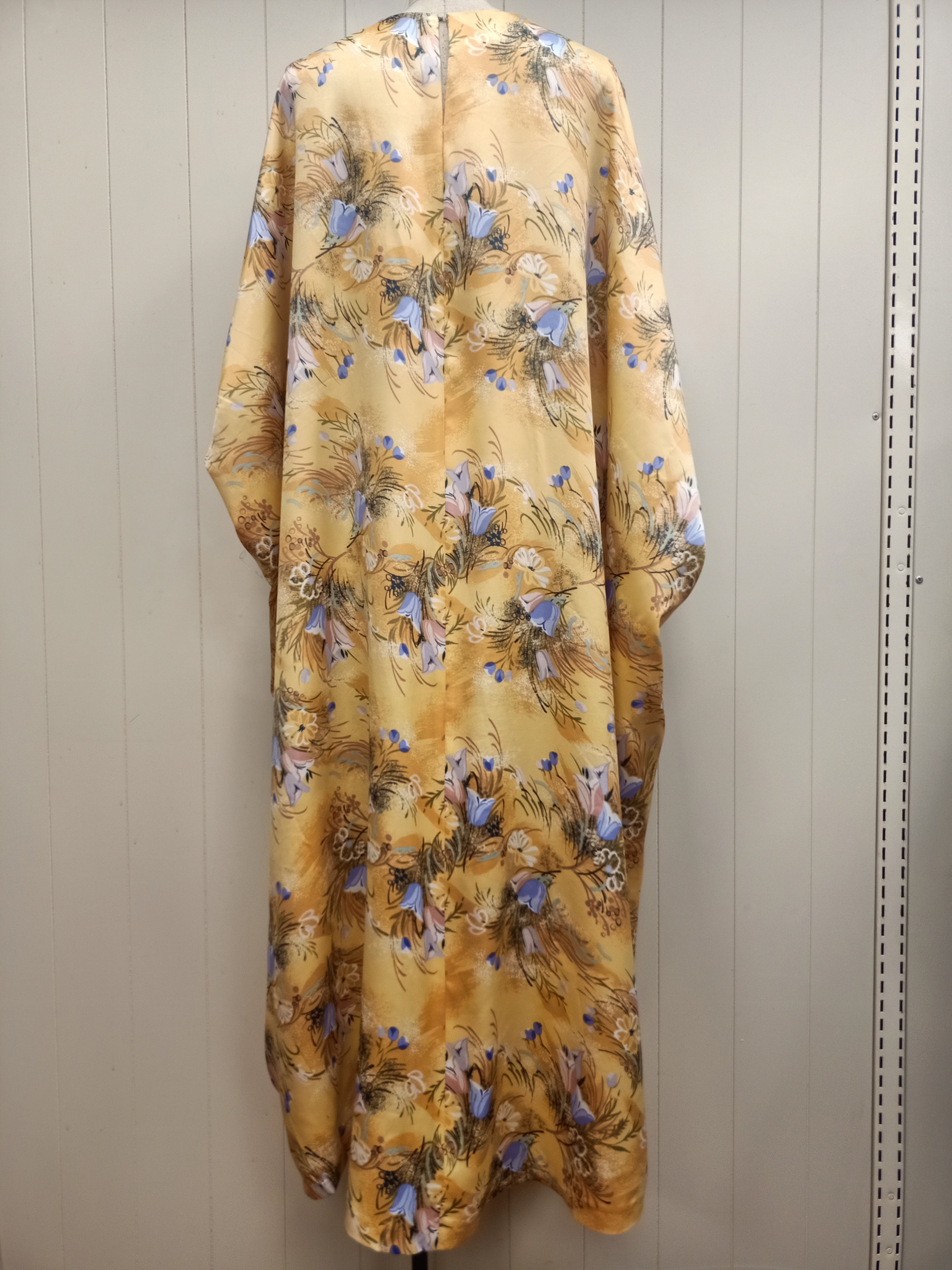 Vintage Light Yellow Floral Caftan Dress