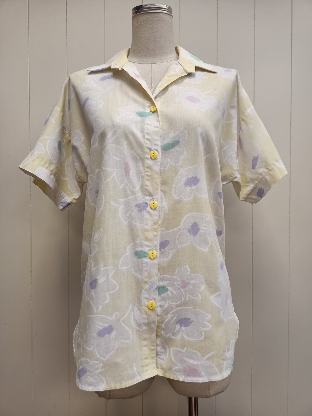 Vintage Yellow Abstract Floral Shirt