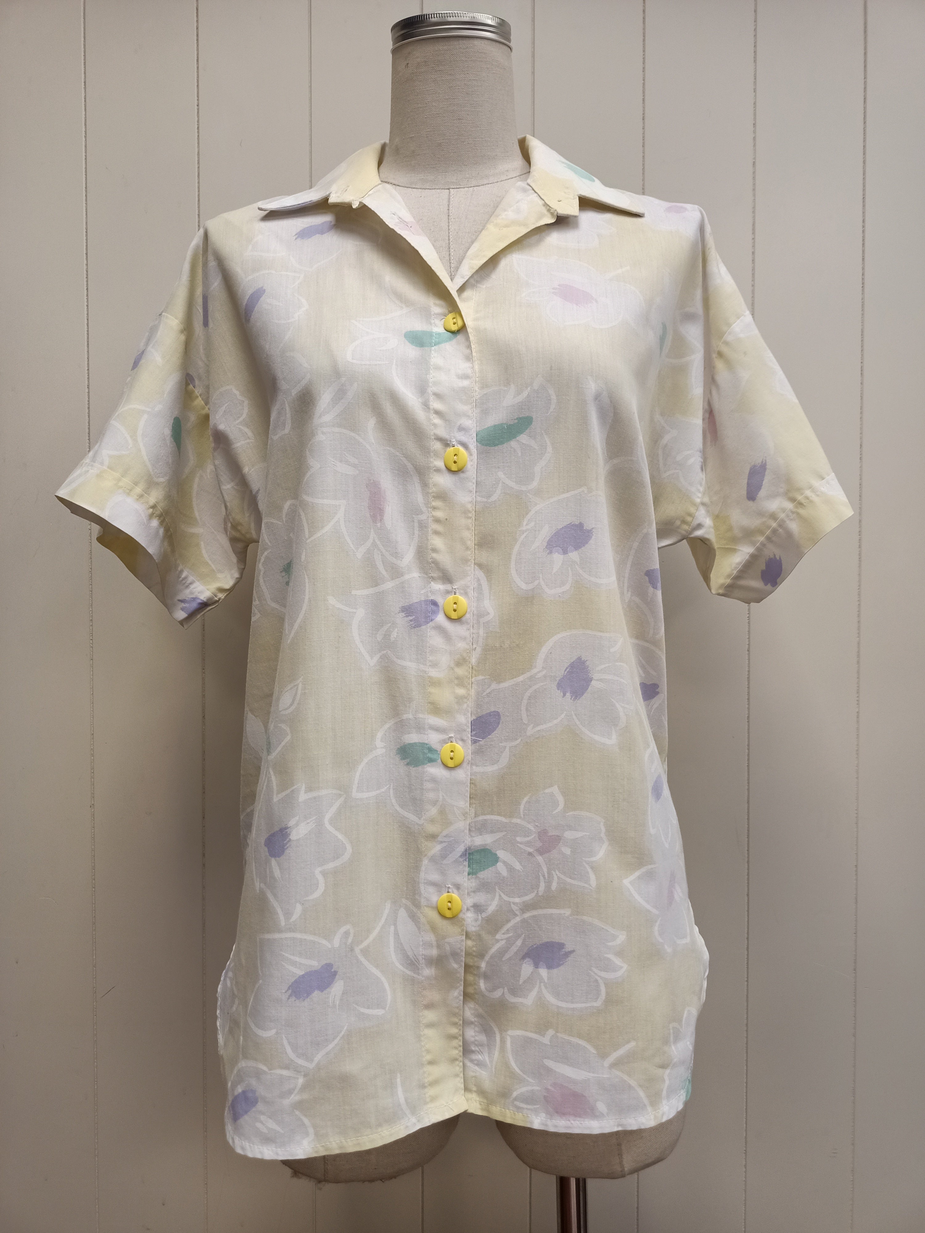 Vintage Yellow Abstract Floral Shirt