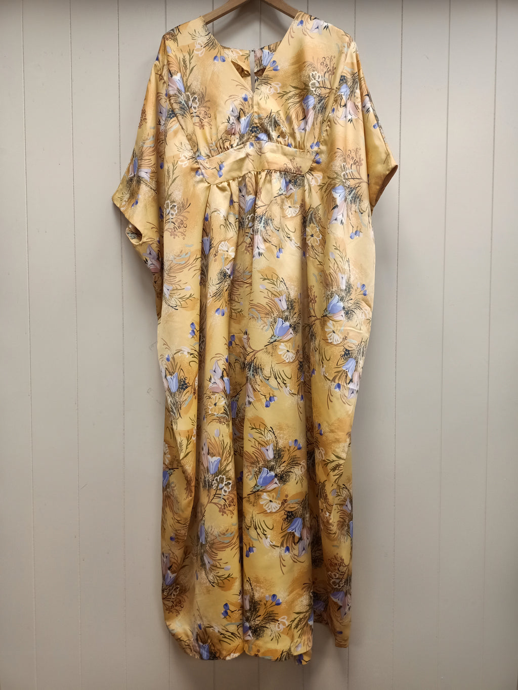 Vintage Light Yellow Floral Caftan Dress