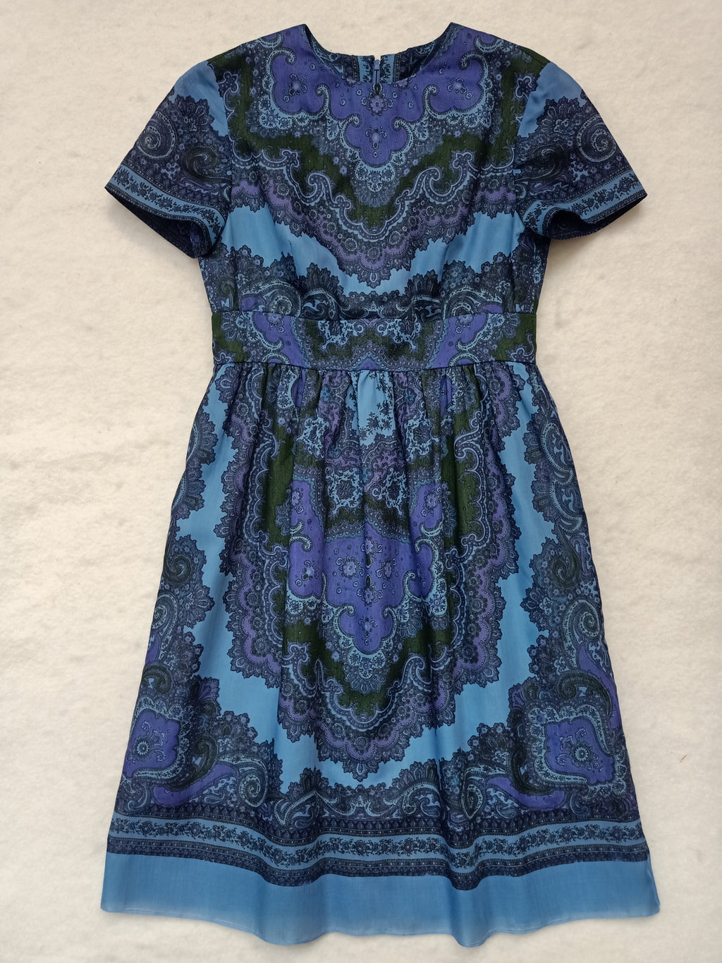 Vintage Blue Paisley Medallion Dress