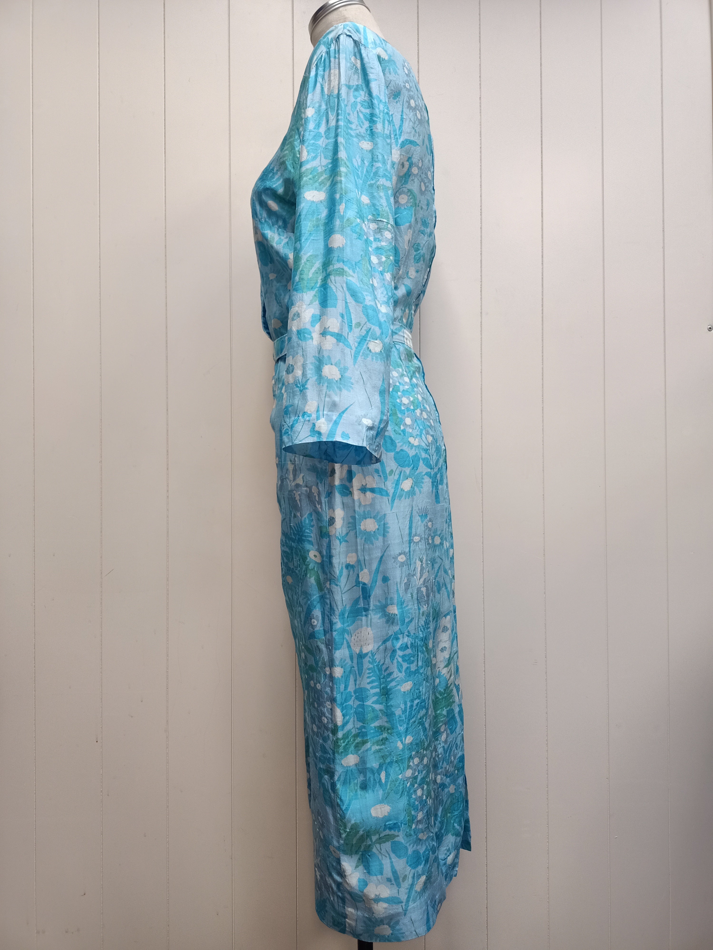 Vintage Floral Slub Satin Dress