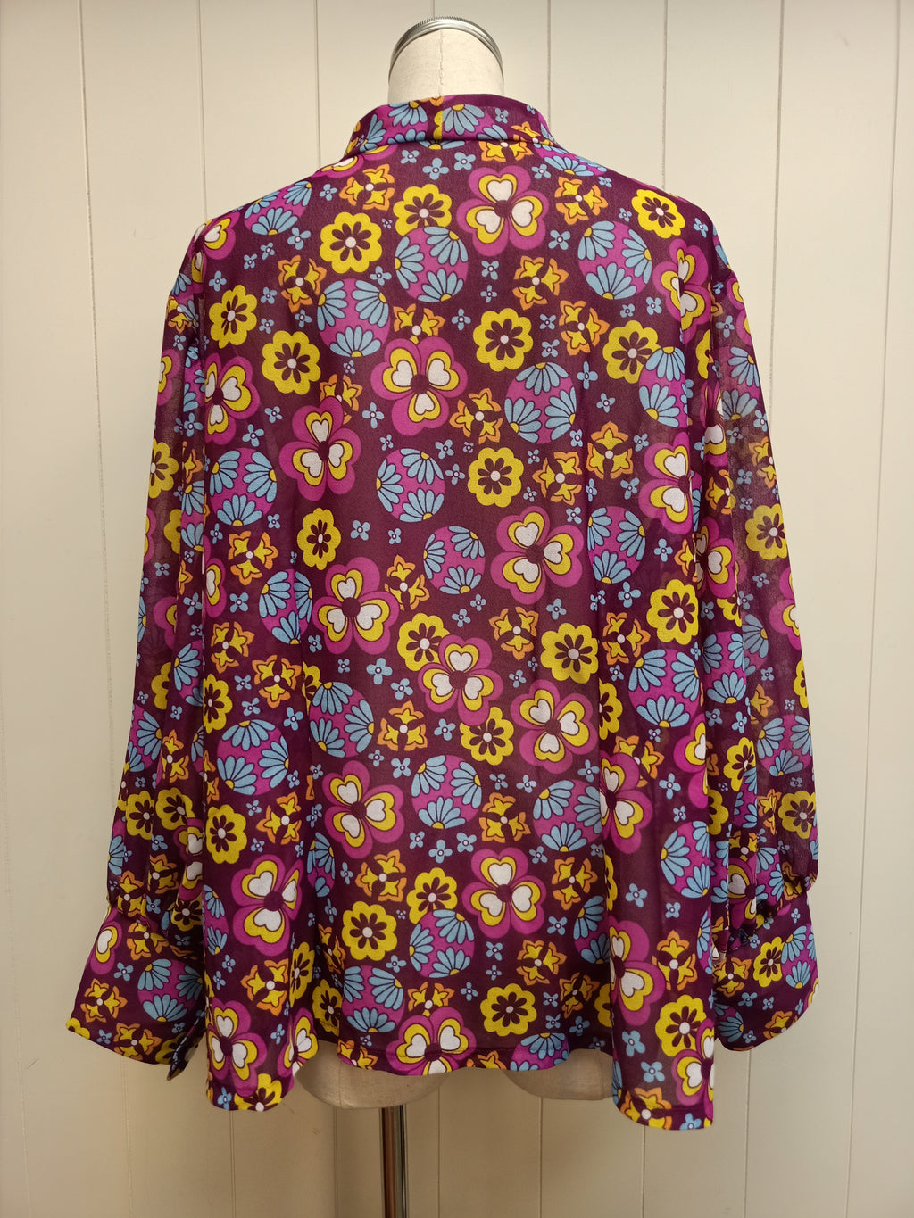 Vintage Flower Power Pussycat Bow Shirt