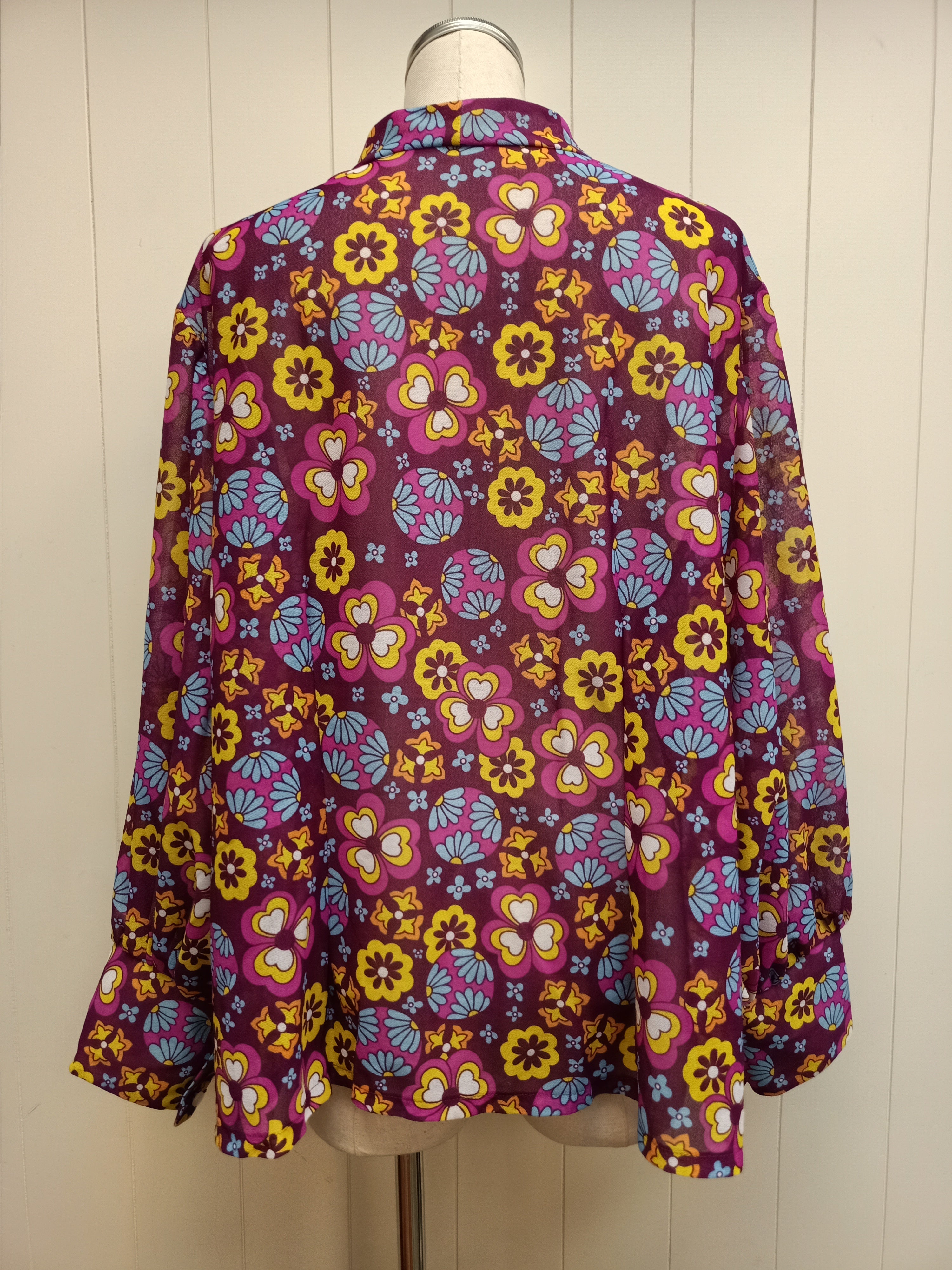 Vintage Flower Power Pussycat Bow Shirt