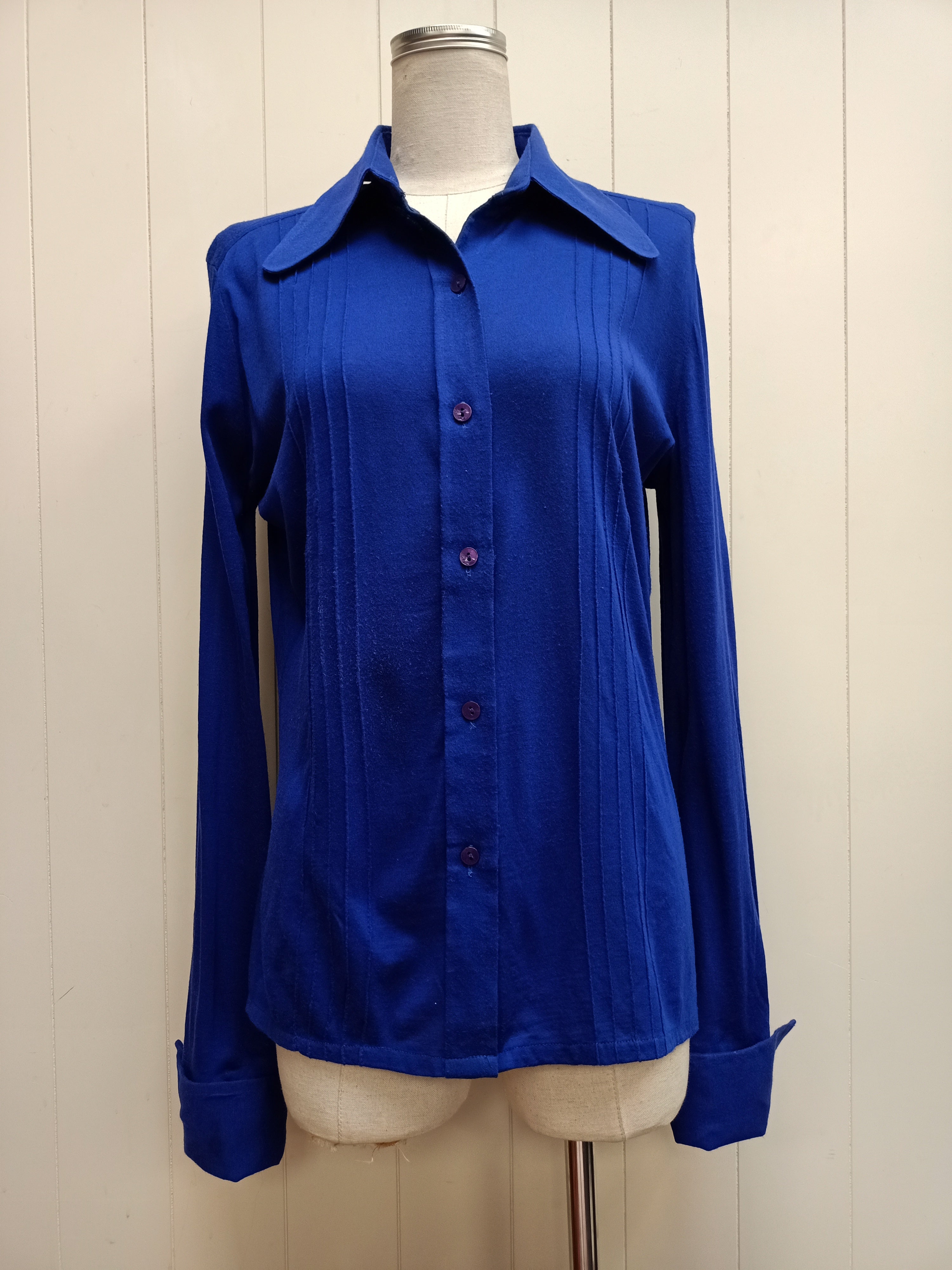 Vintage Knitted Fashion Blue Shirt