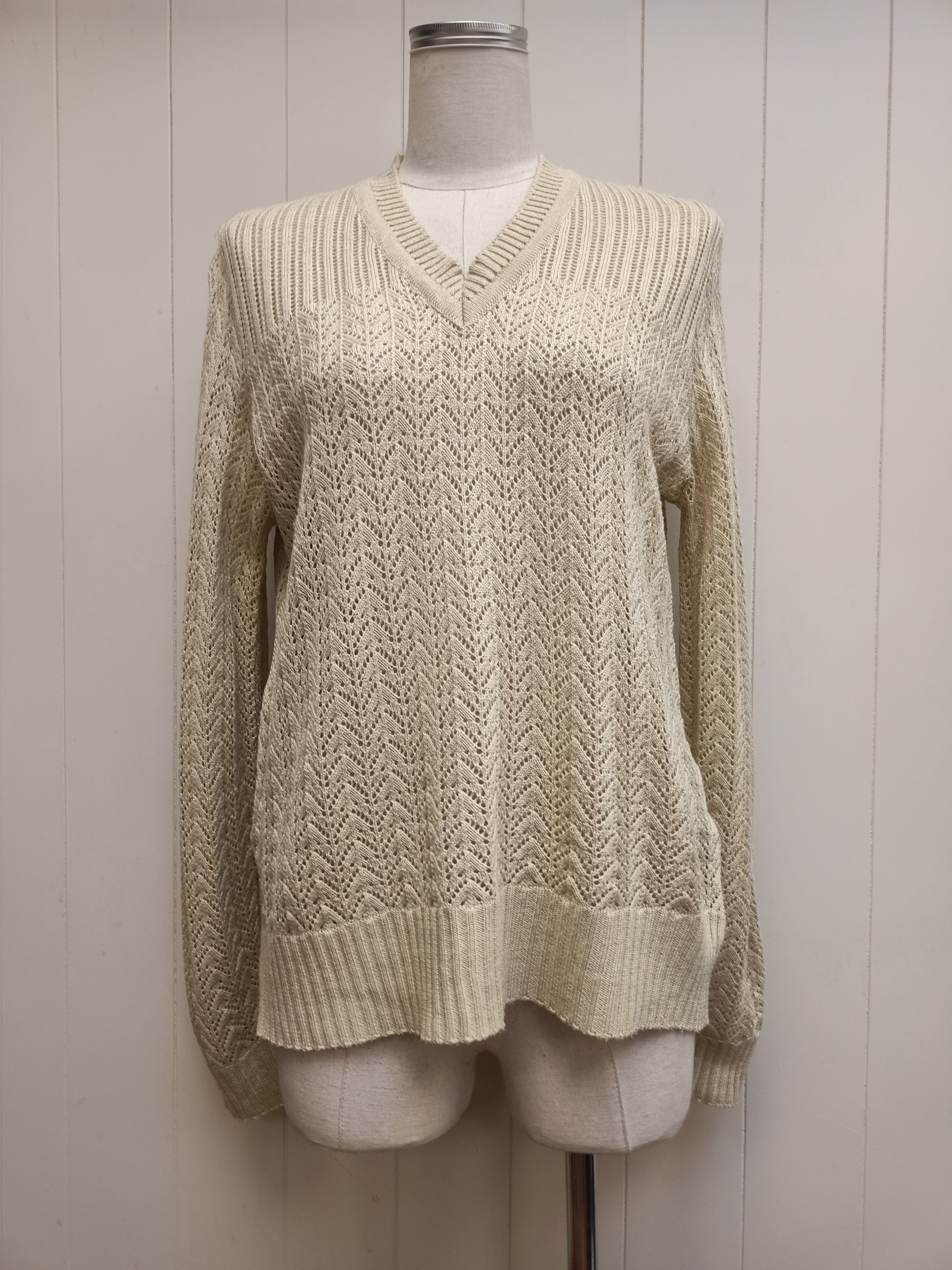 Vintage Cream Lace Knit Sweater