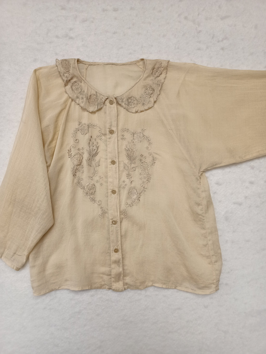 Vintage Lightweight Cotton Embroidered Shirt Sz 14