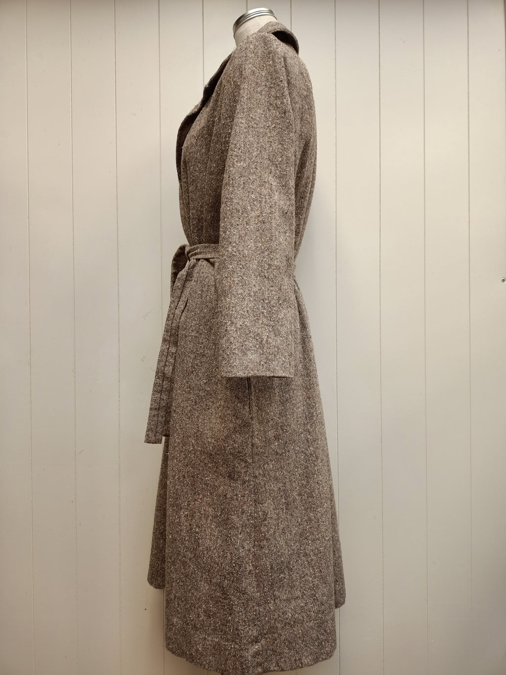 Vintage Brown Tweed Wrap Coat