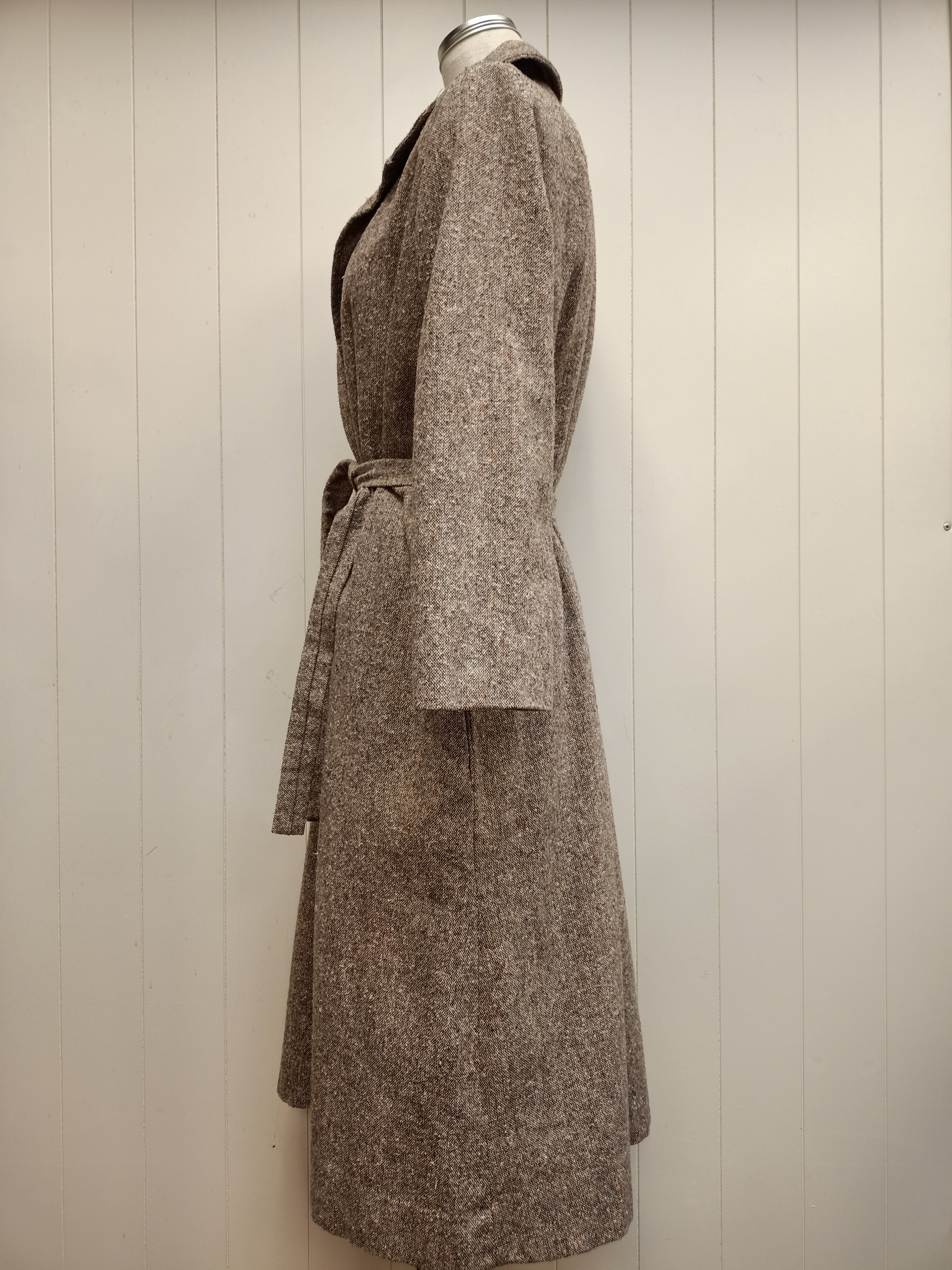 Vintage Brown Tweed Wrap Coat
