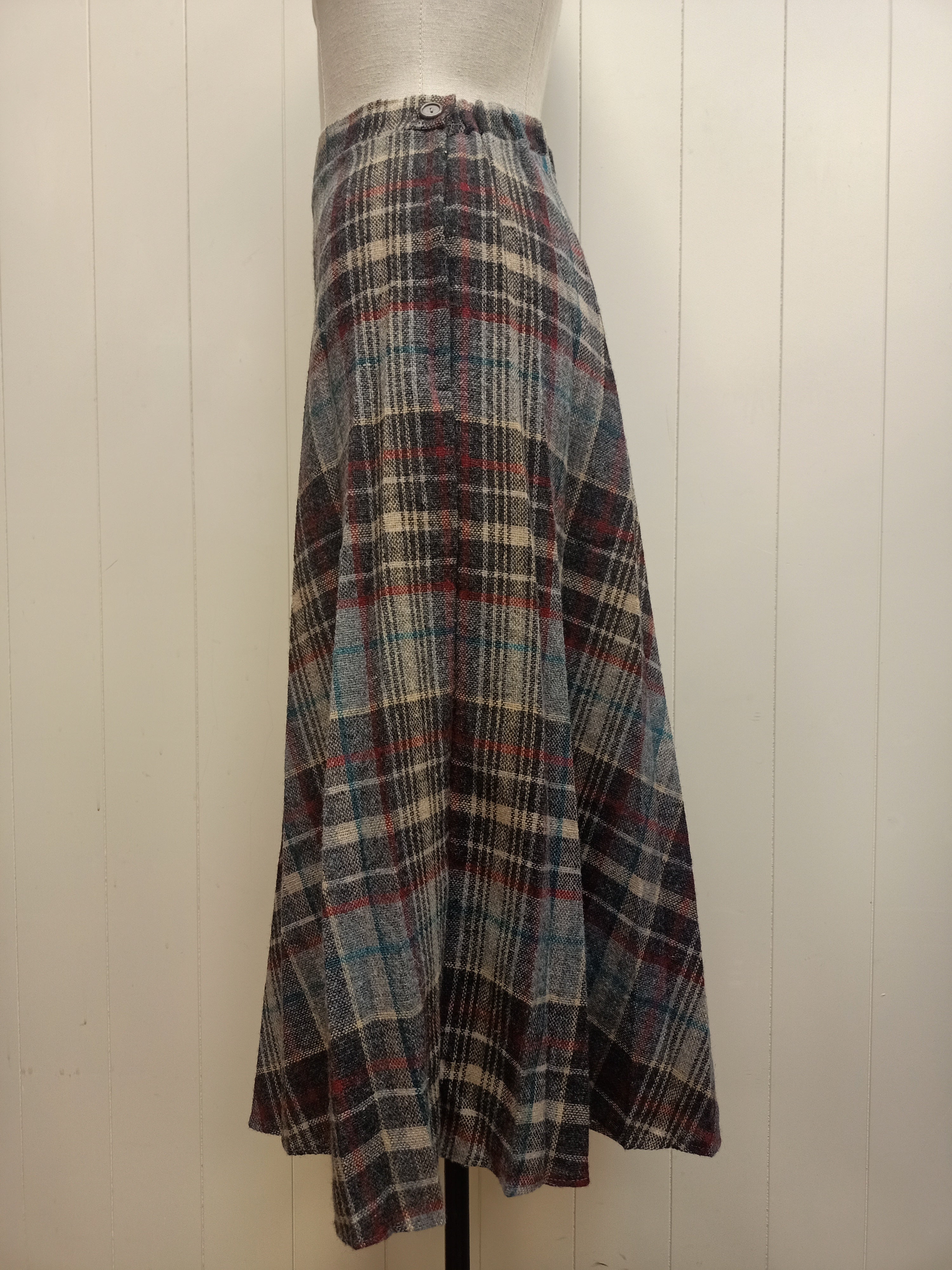 Vintage Blue & Red Plaid Skirt