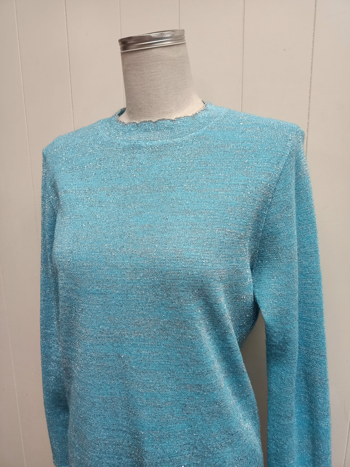 Vintage Turquoise Sparkly Sweater