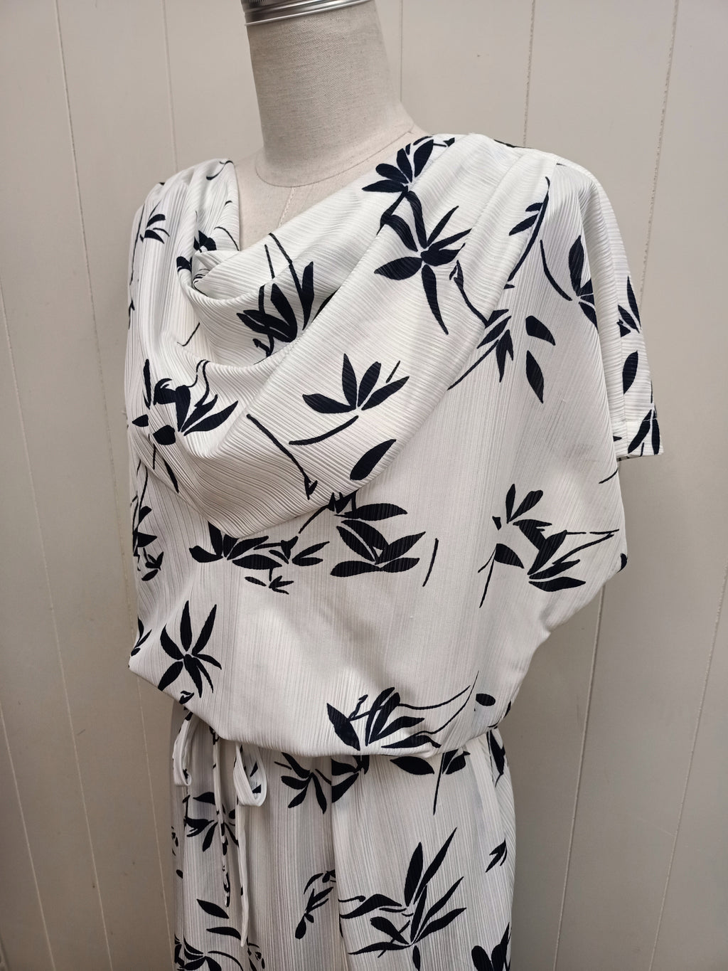 Vintage Cowl Neck Leaf Dress