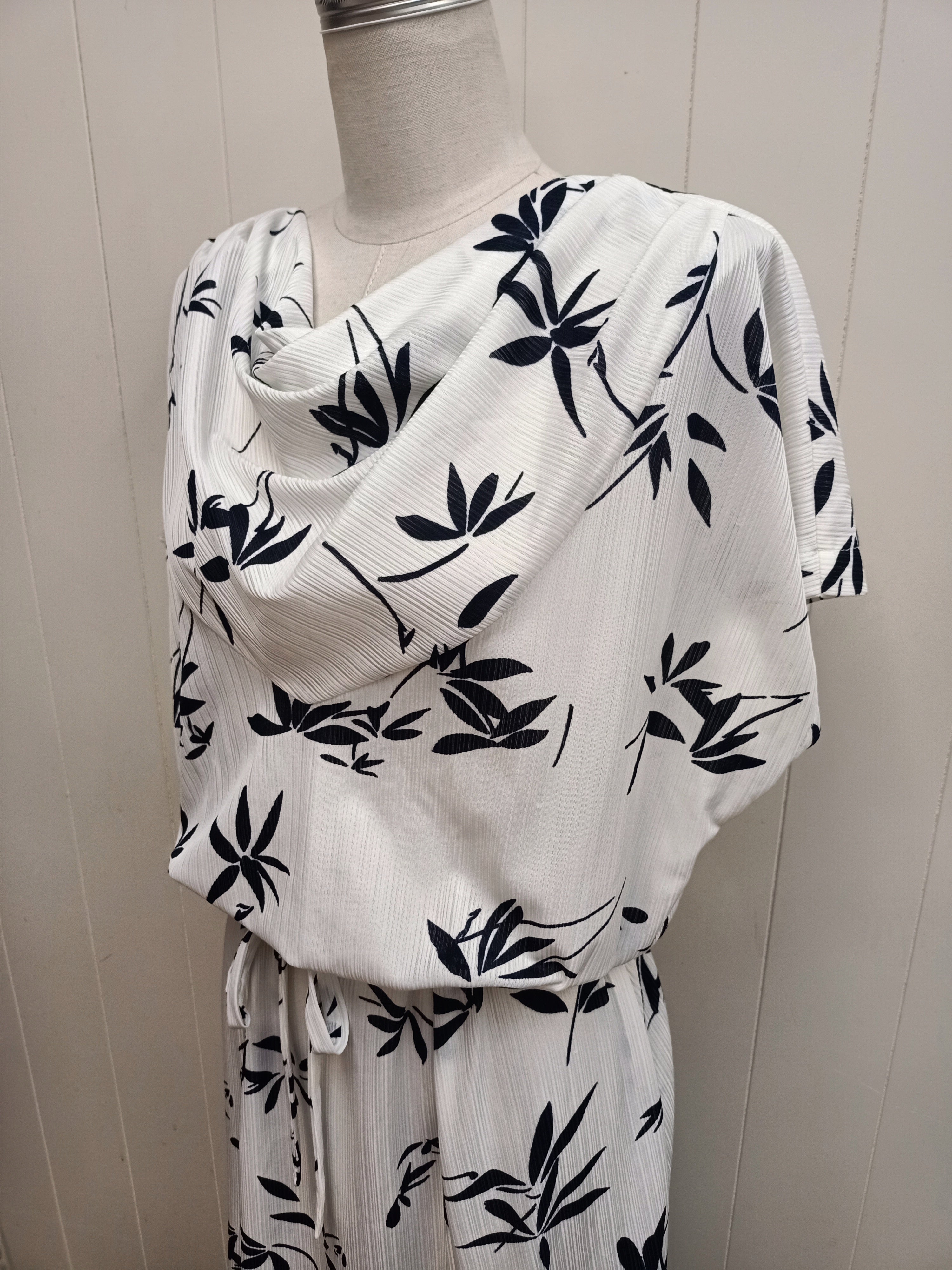 Vintage Cowl Neck Leaf Dress