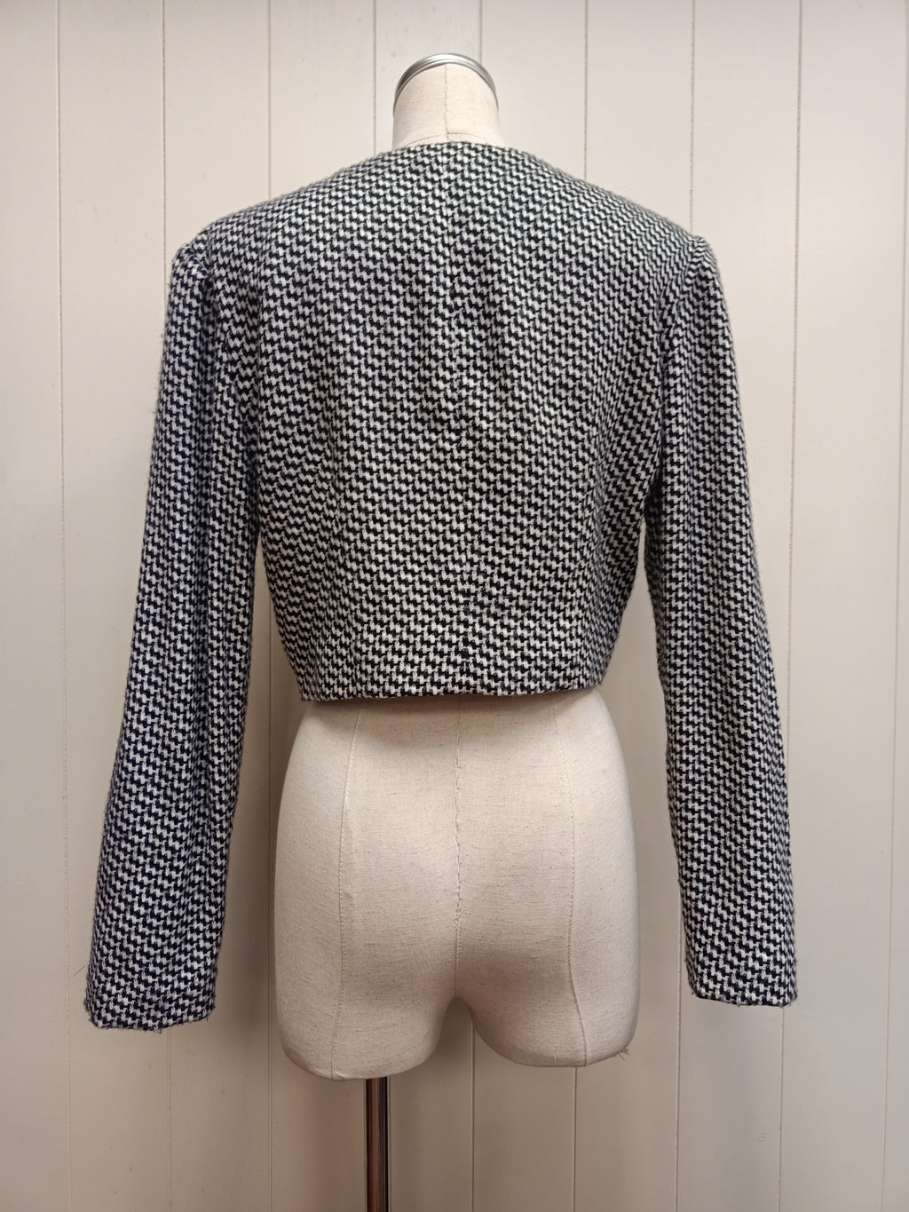 Vintage Houndstooth Cropped Jacket