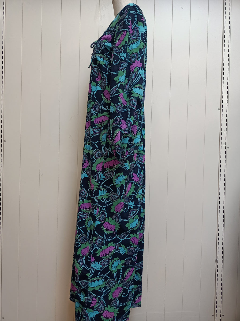 Vintage Lotus Flower Maxi Dress