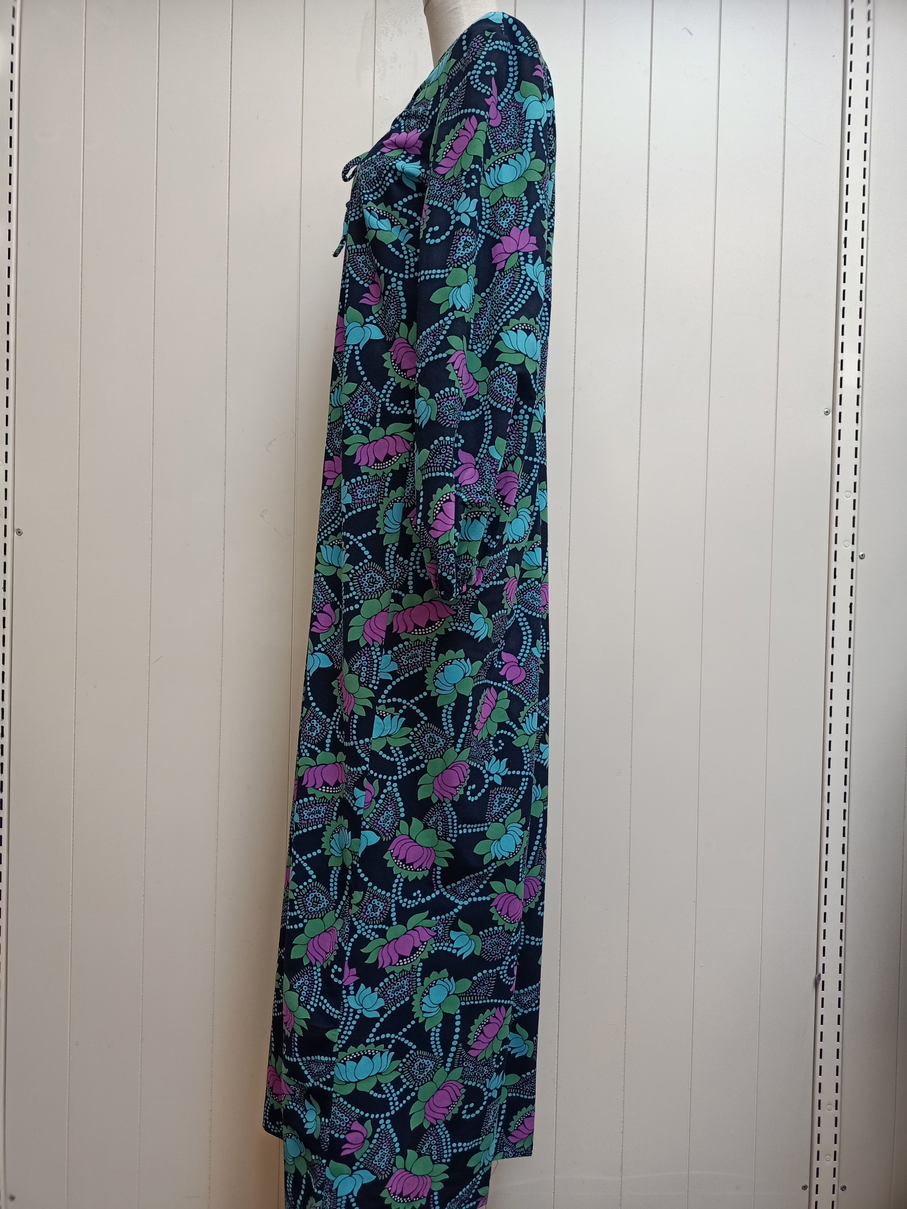 Vintage Lotus Flower Maxi Dress