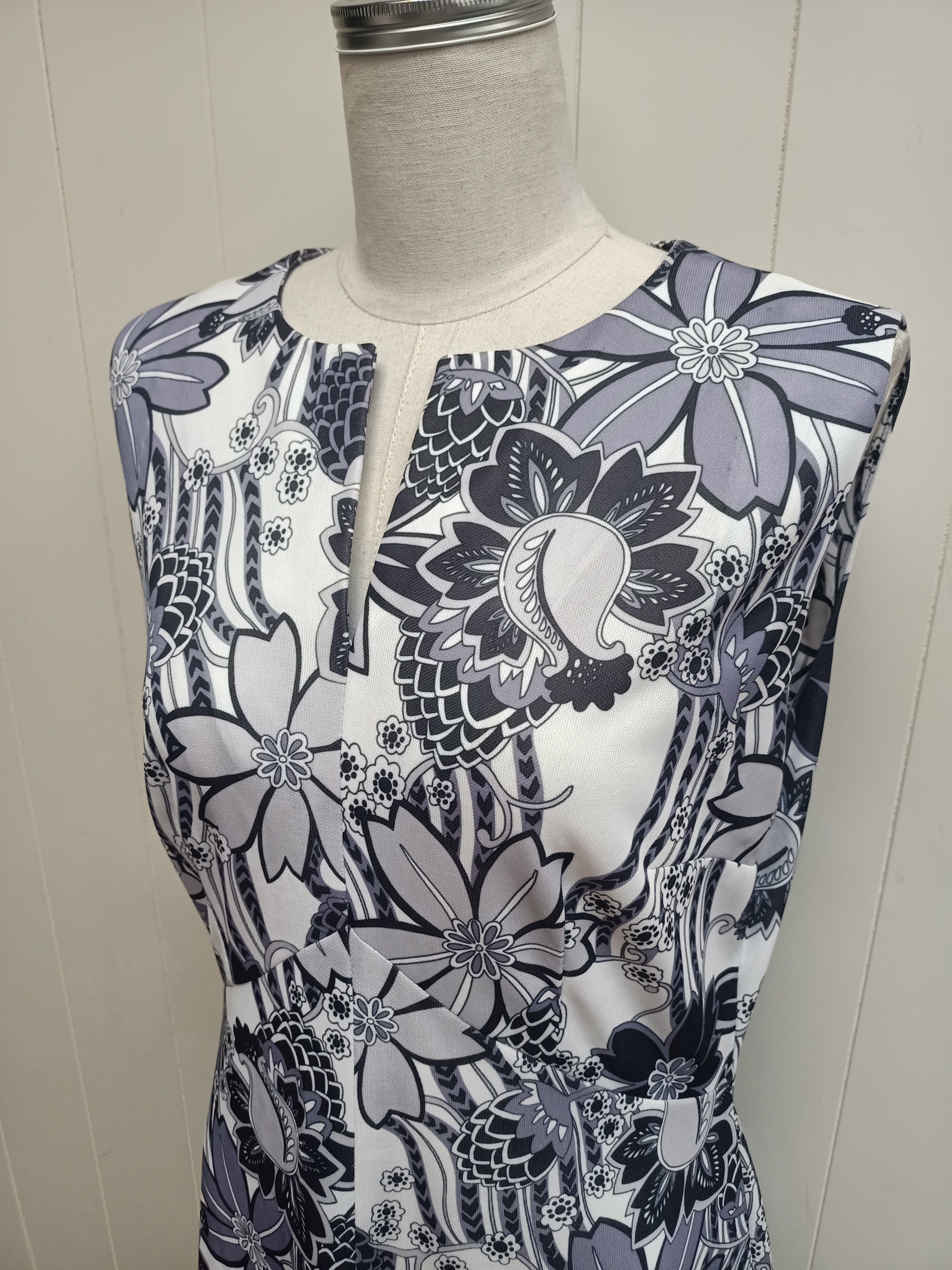 Vintage Monochrome Floral Maxi Dress